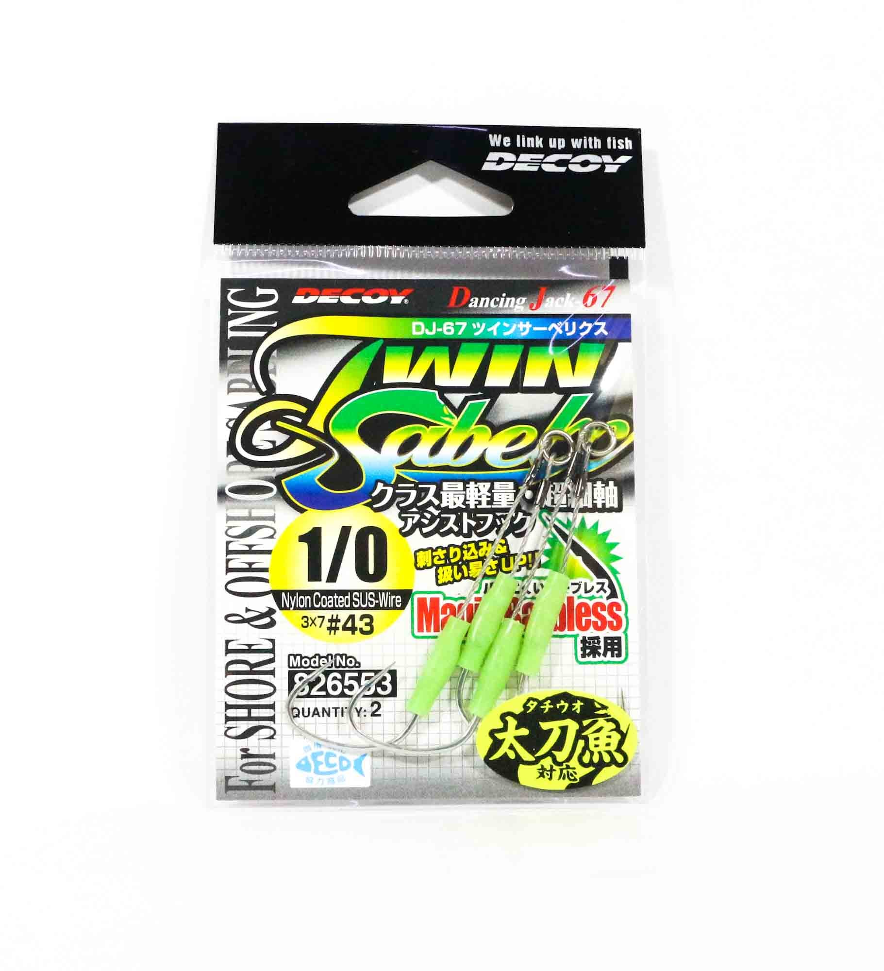 Decoy DJ-67 Twin Sabelx Wire Assist Hooks Size 1/0 (6553)