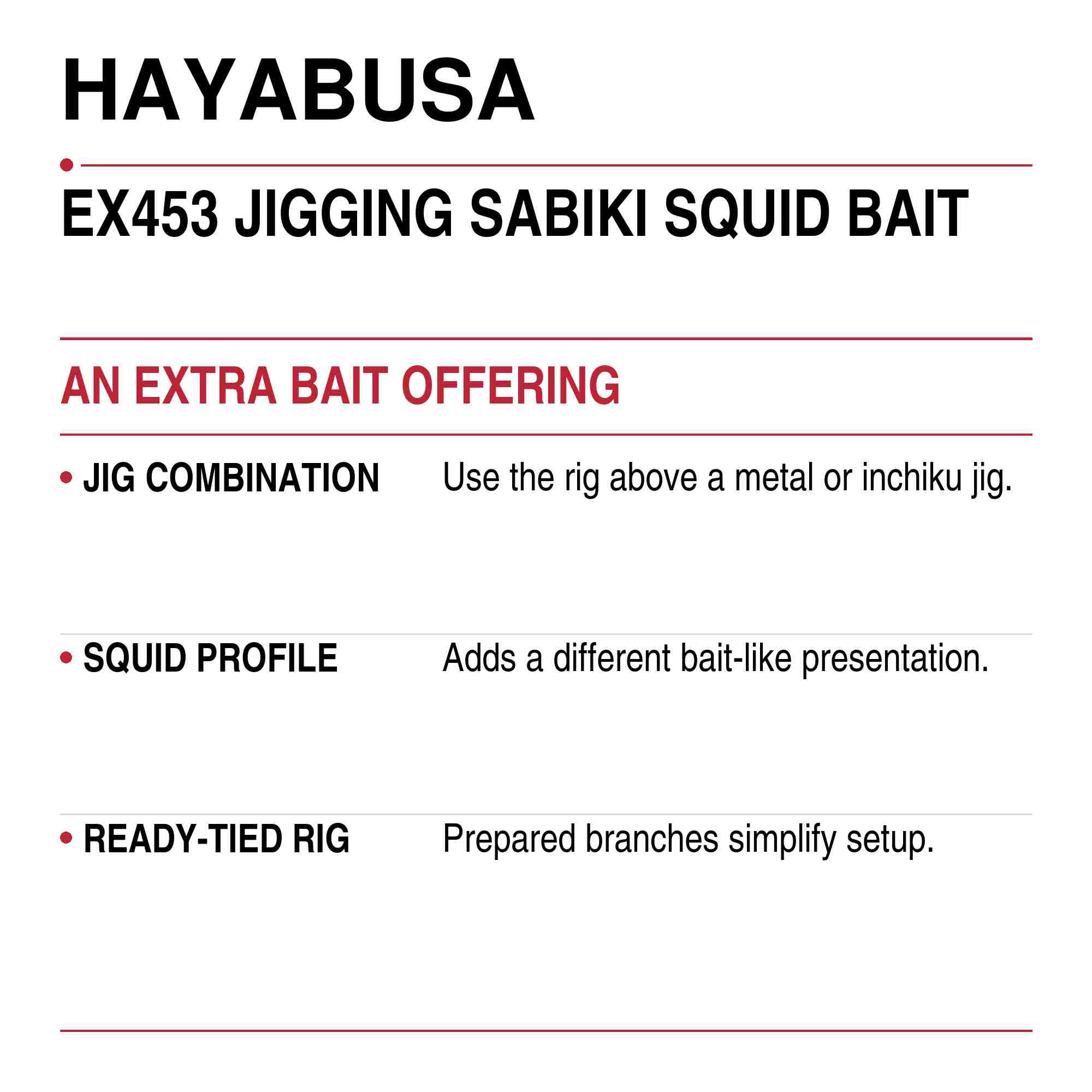 Hayabusa EX453 Sabiki Jigging Sabiki Squid Bait Size L-1 (1549)