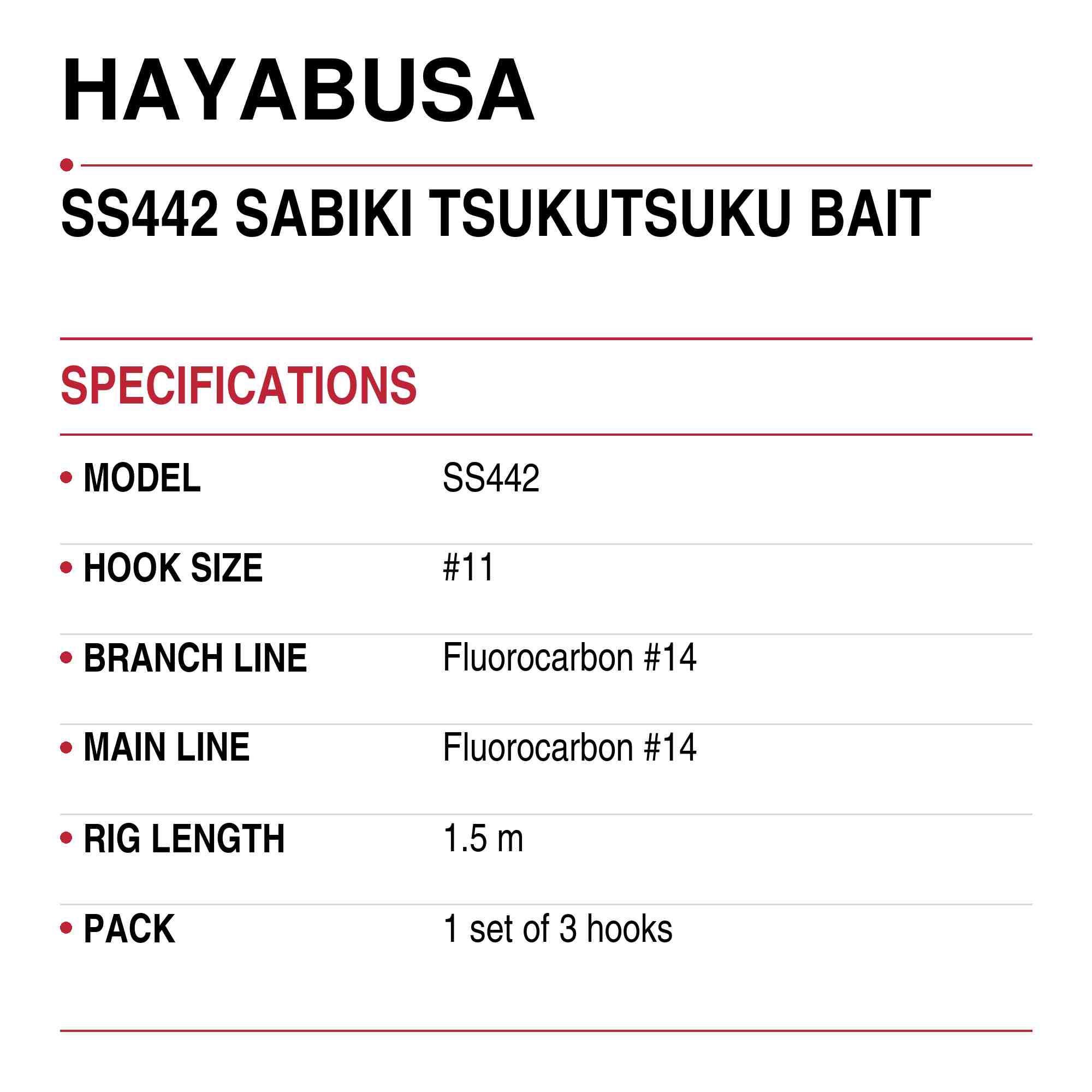 Hayabusa SS442 Sabiki Tsukutsuku Bait Size 11 14lb (2121)