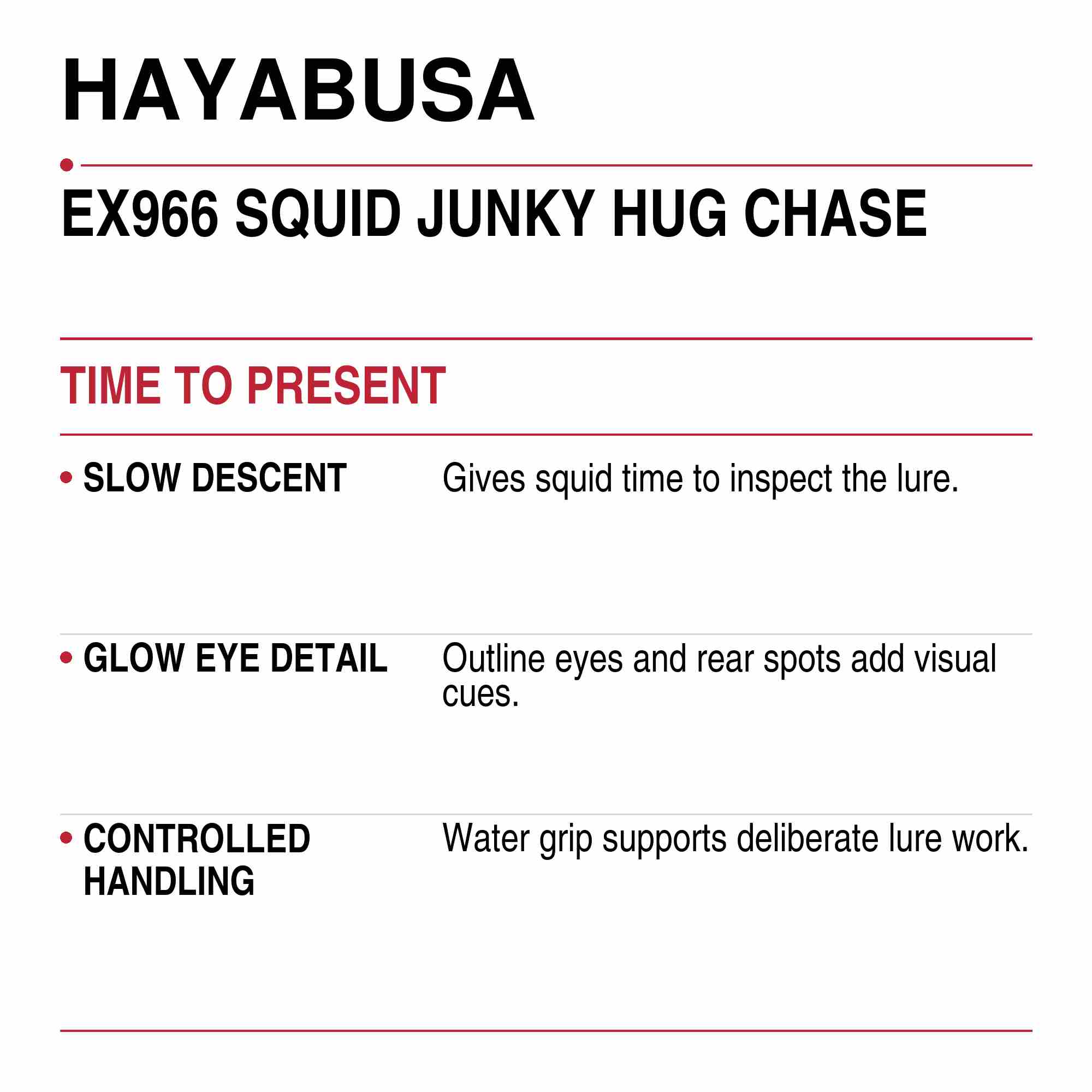 Hayabusa EX966 Squid Junky Hug Chase Squid Jig Size 2.2 6.4 grams 08 (9302)