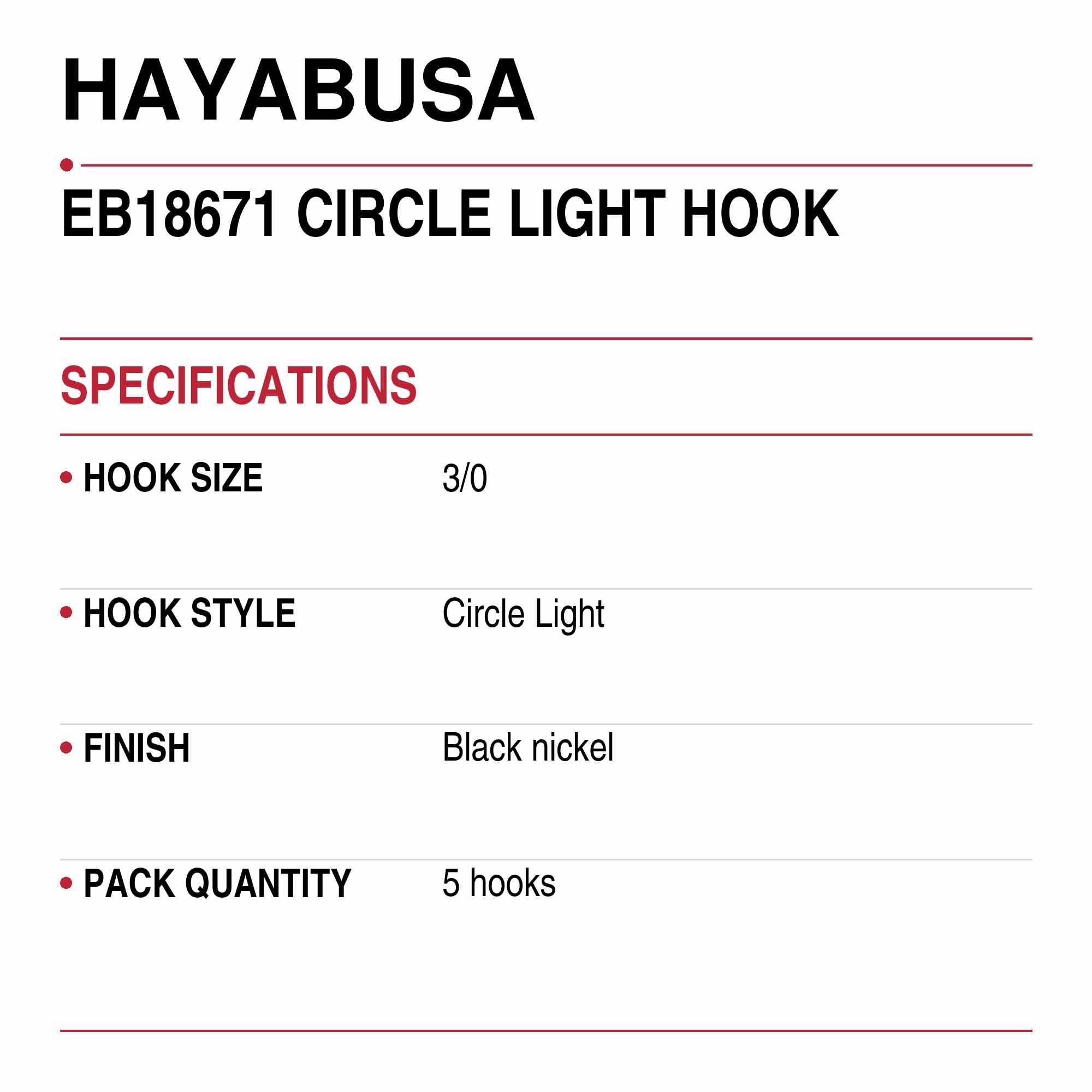 Hayabusa EB18671 Circle Light Hook Size 3/0 (0443)