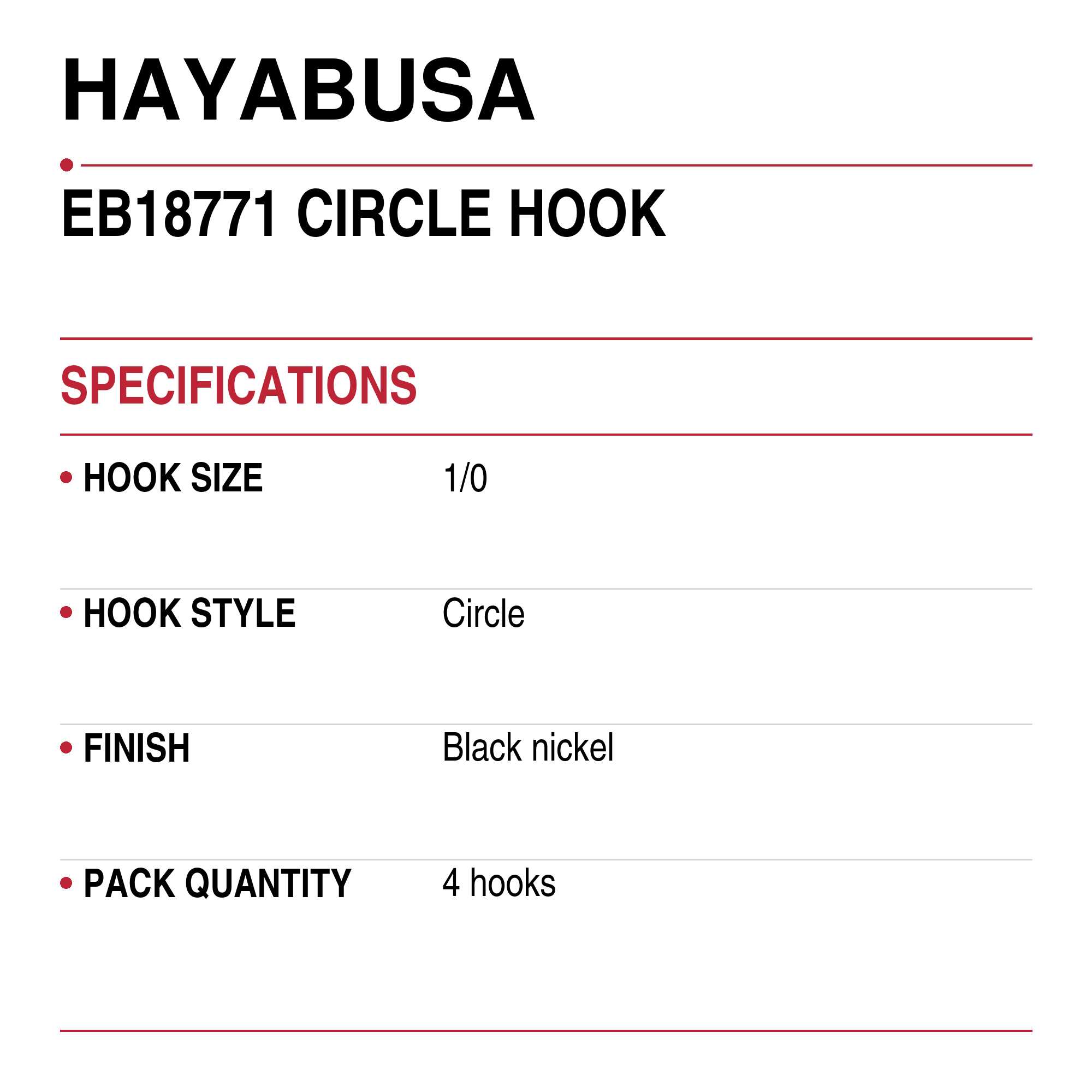 Hayabusa EB18771 Circle Hook Size 1/0 (0474)