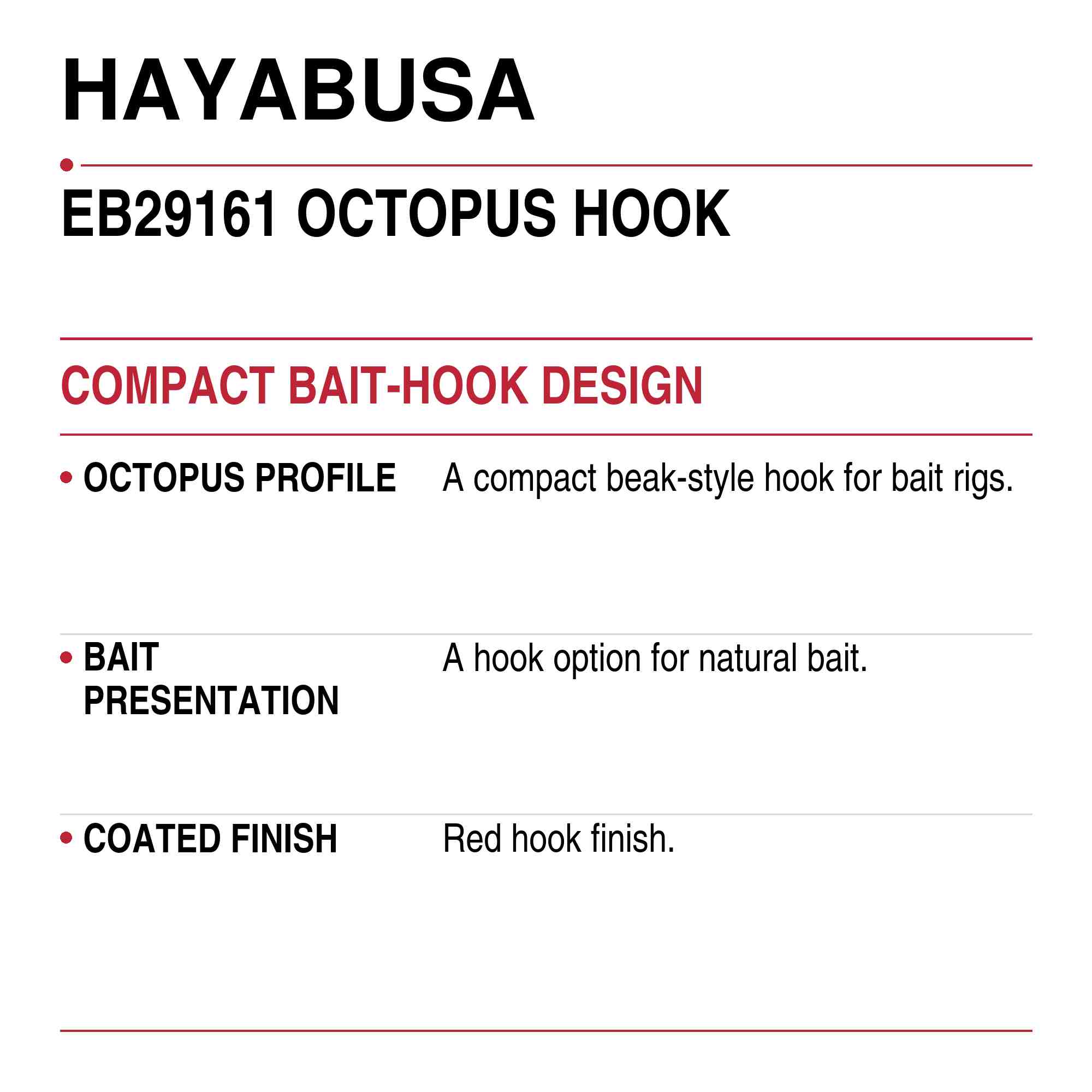 Hayabusa EB29161 Bait Hook Red Size 1 (1193)