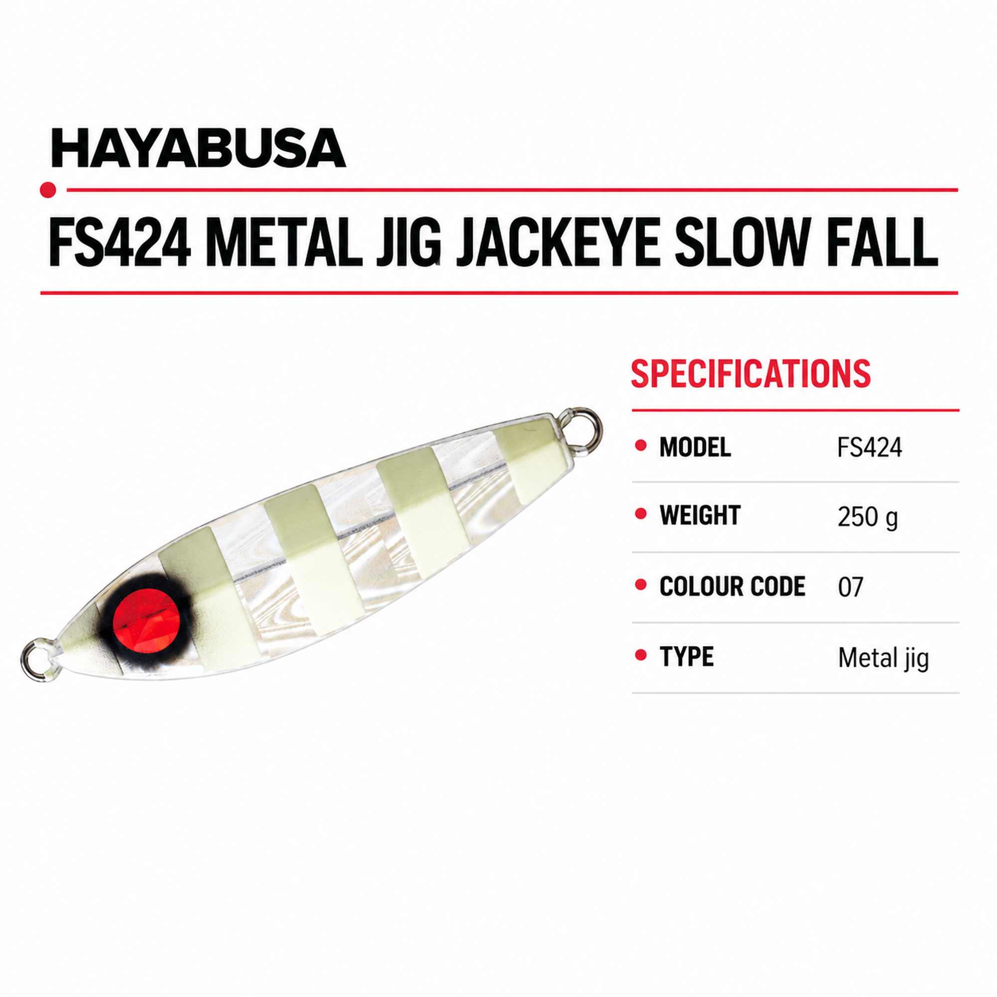 Hayabusa FS424 Metal Jig Jackeye Slow Fall 250 grams 07 (1690)