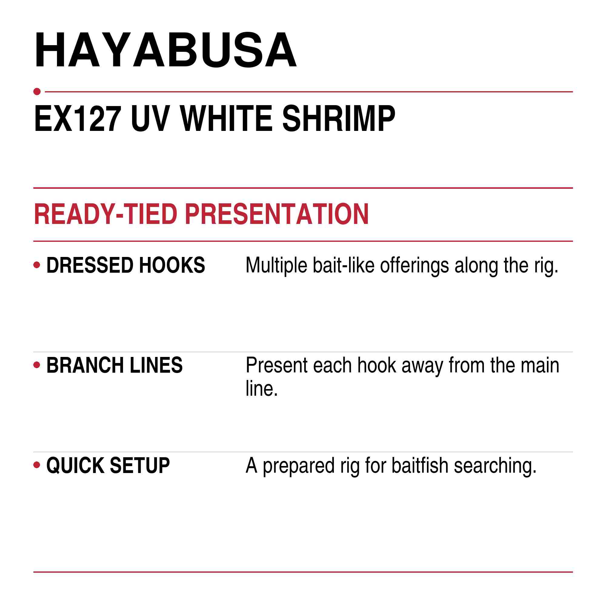 Hayabusa EX127 Sabiki UV White Shrimp Size 10 13lb (9002)