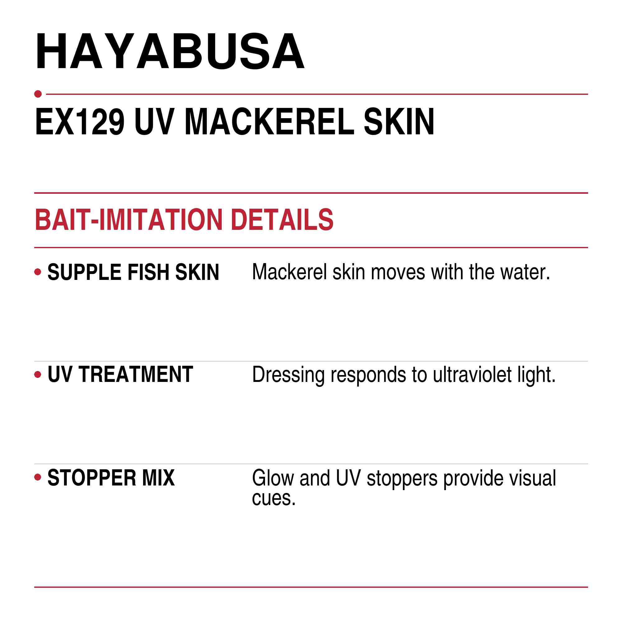 Hayabusa EX129 Sabiki UV Mackerel Skin Size 18 32lb (9149)