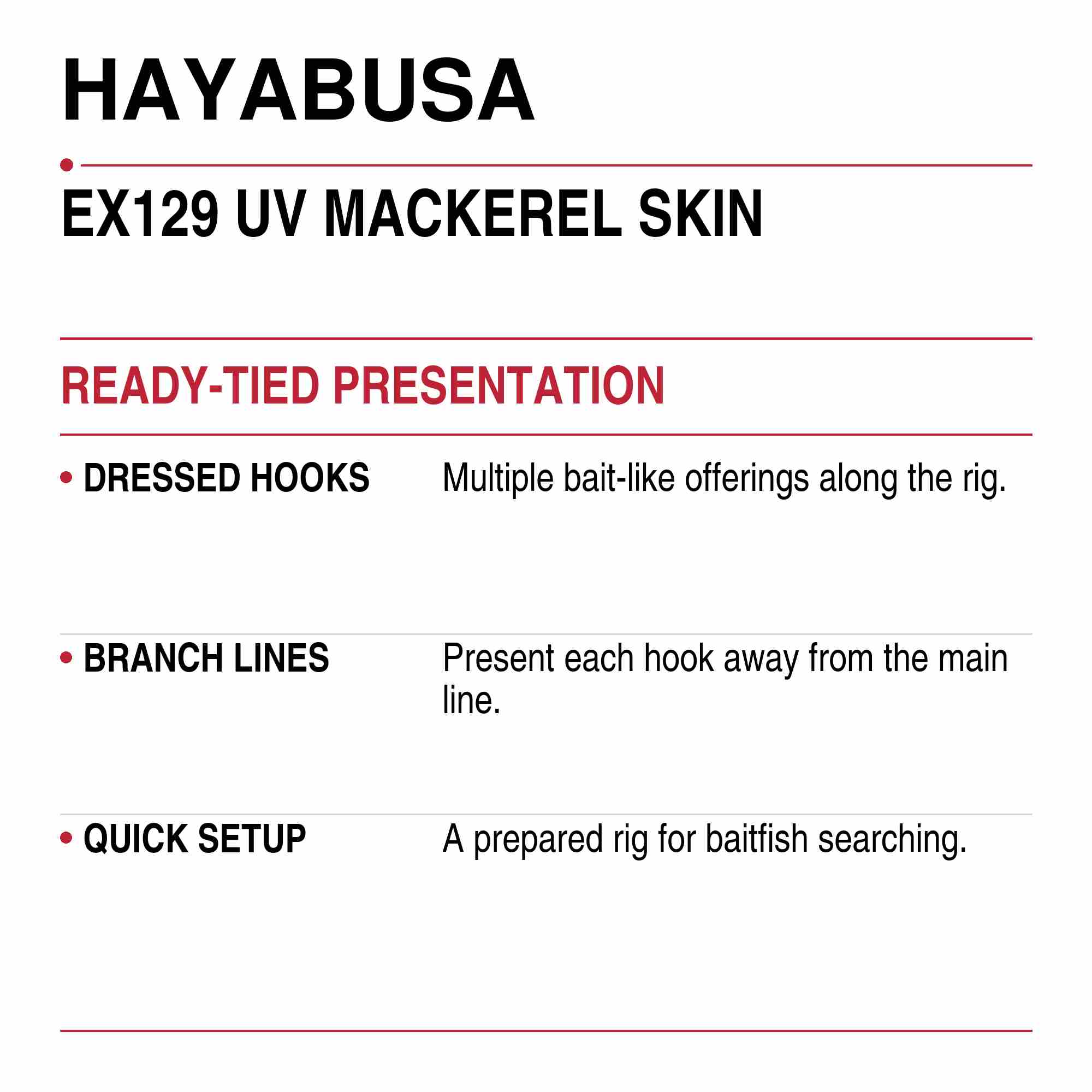 Hayabusa EX129 Sabiki UV Mackerel Skin Size 18 32lb (9149)