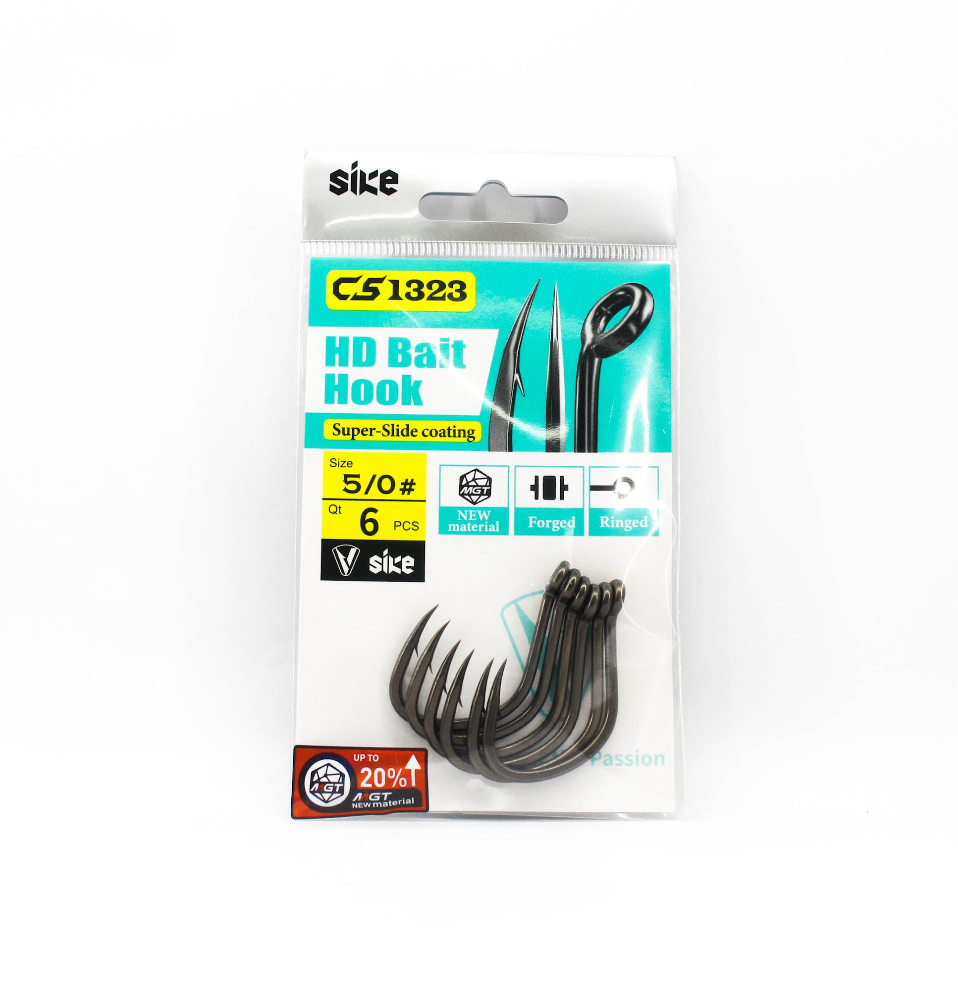 Sike CS-1323 HD Bait Hook Standard Pack Size 5/0 6pc (0661)