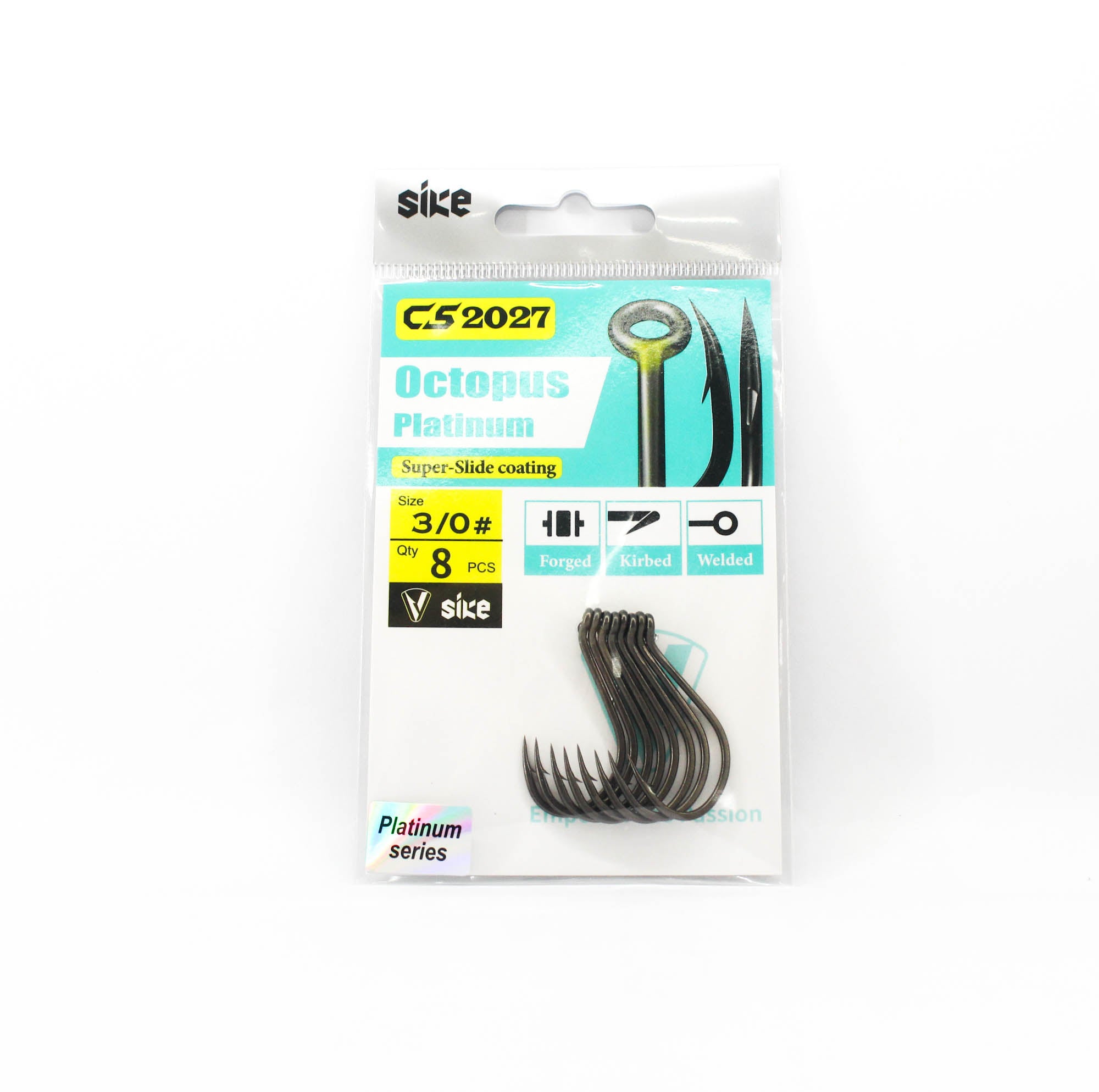 Sike CS-2027 Octopus Platinum Hook Standard Pack Size 3/0 8pc (1521)