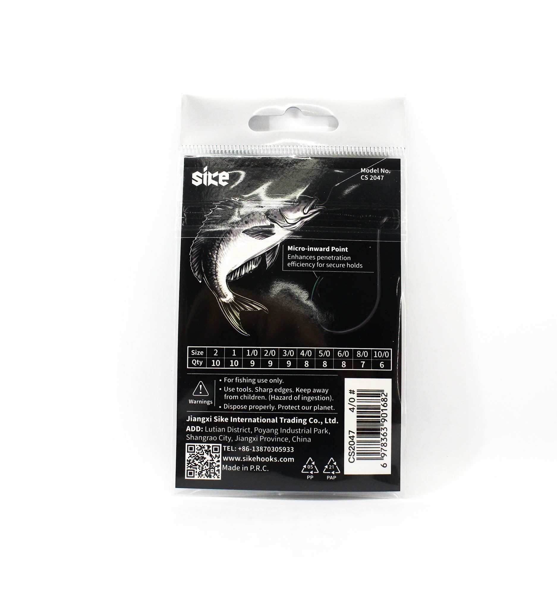 Sike CS-2047 Octopus Black Hook Standard Pack Size 4/0 8pc (1682)