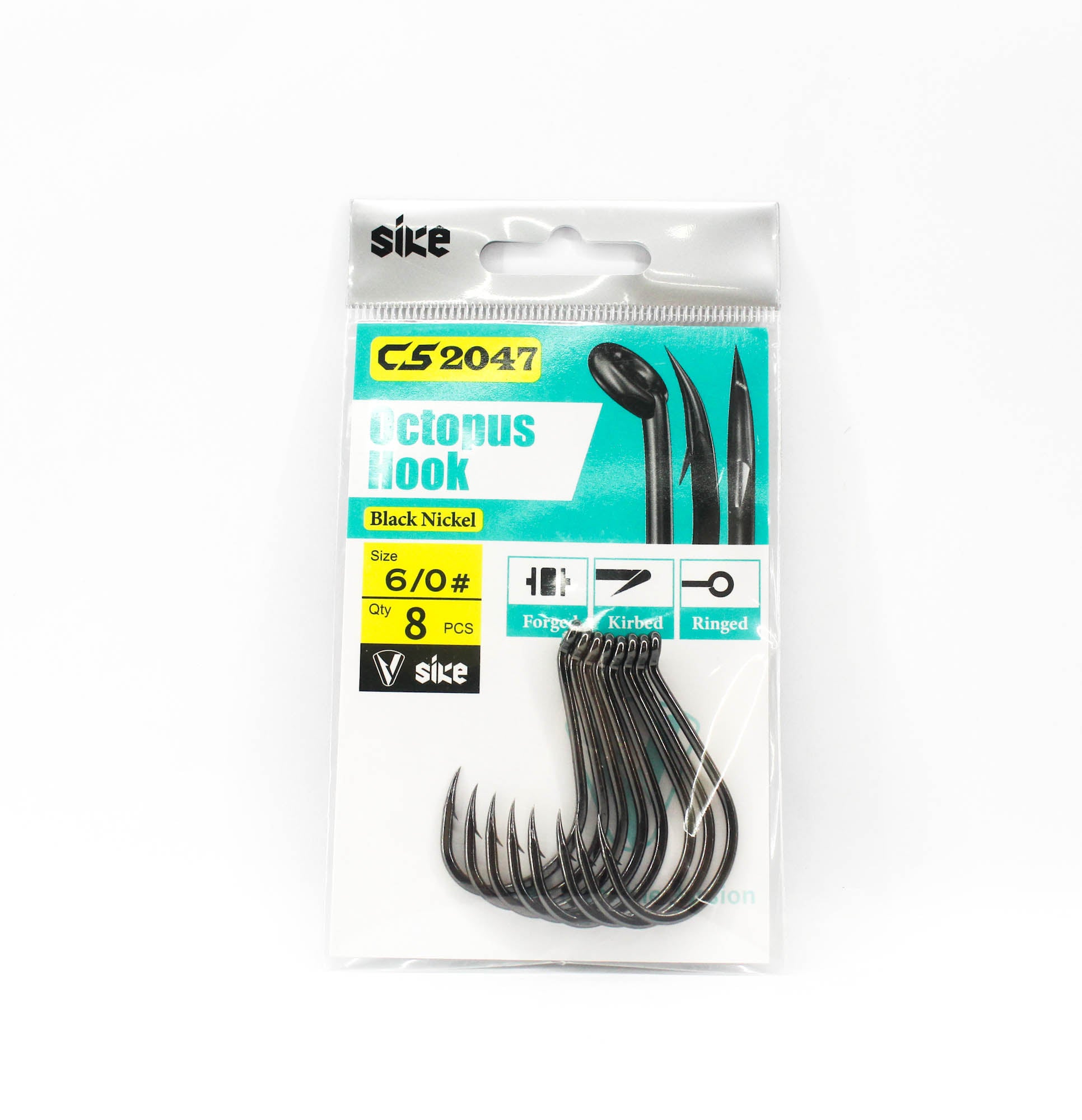 Sike CS-2047 Octopus Black Hook Standard Pack Size 6/0 8pc (1705)