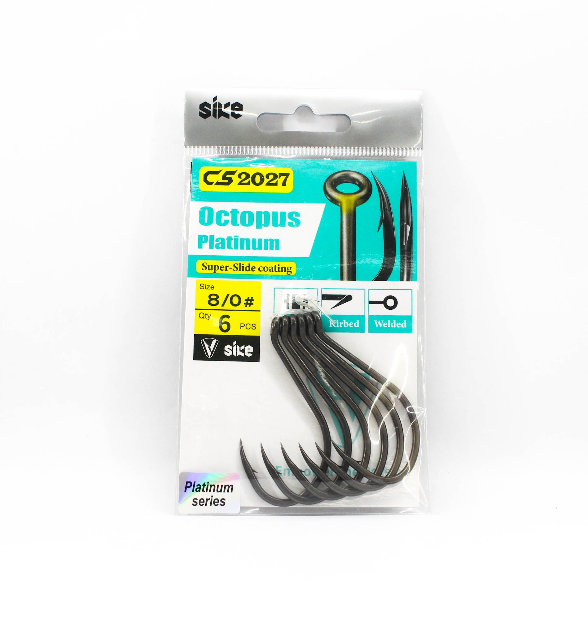 Sike CS-2027 Octopus Platinum Hook Standard Pack Size 8/0 6pc (1750)