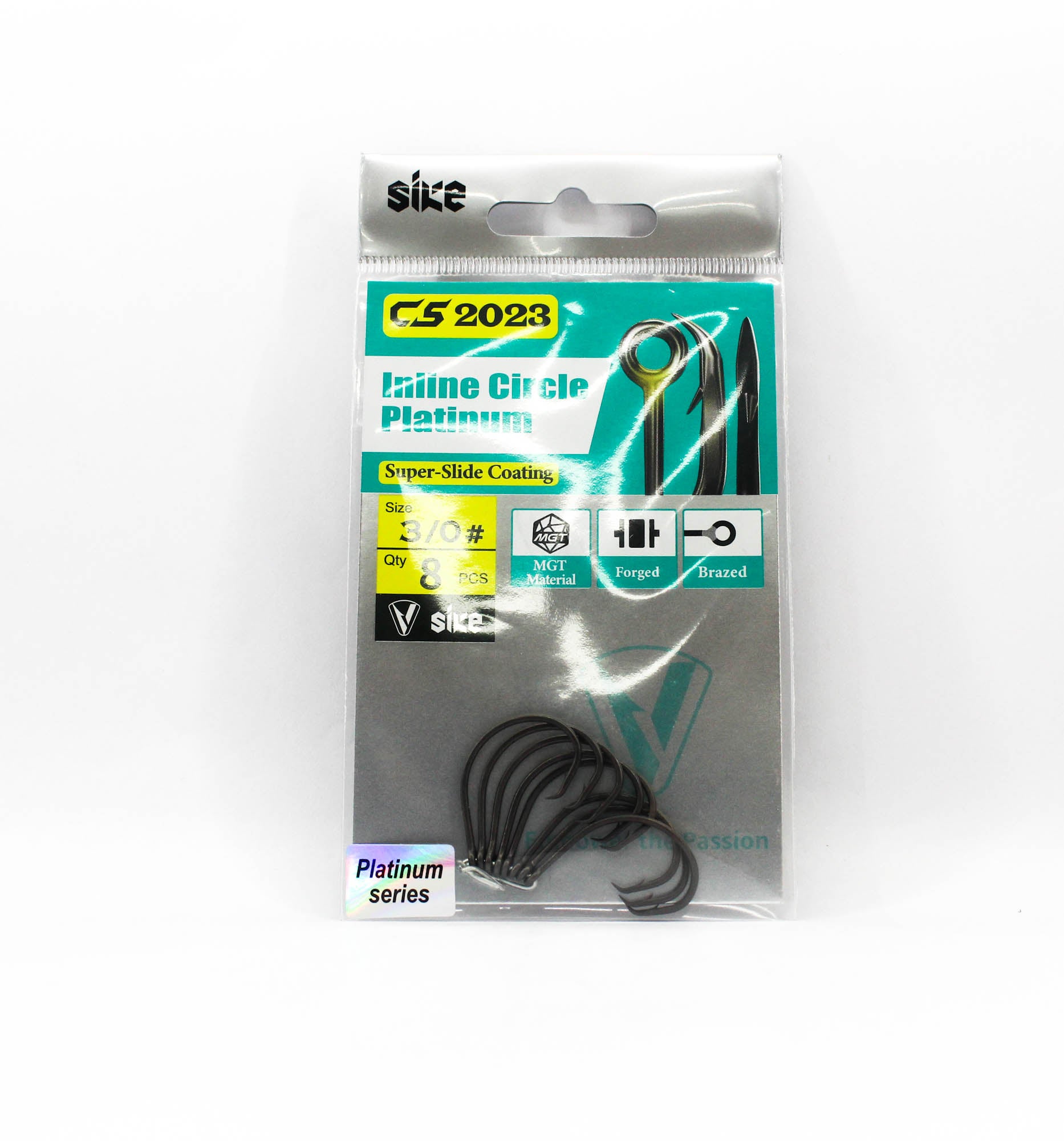 Sike CS-2023 Inline Circle Platinum Hook Standard Pack Size 3/0 8pc (8292)
