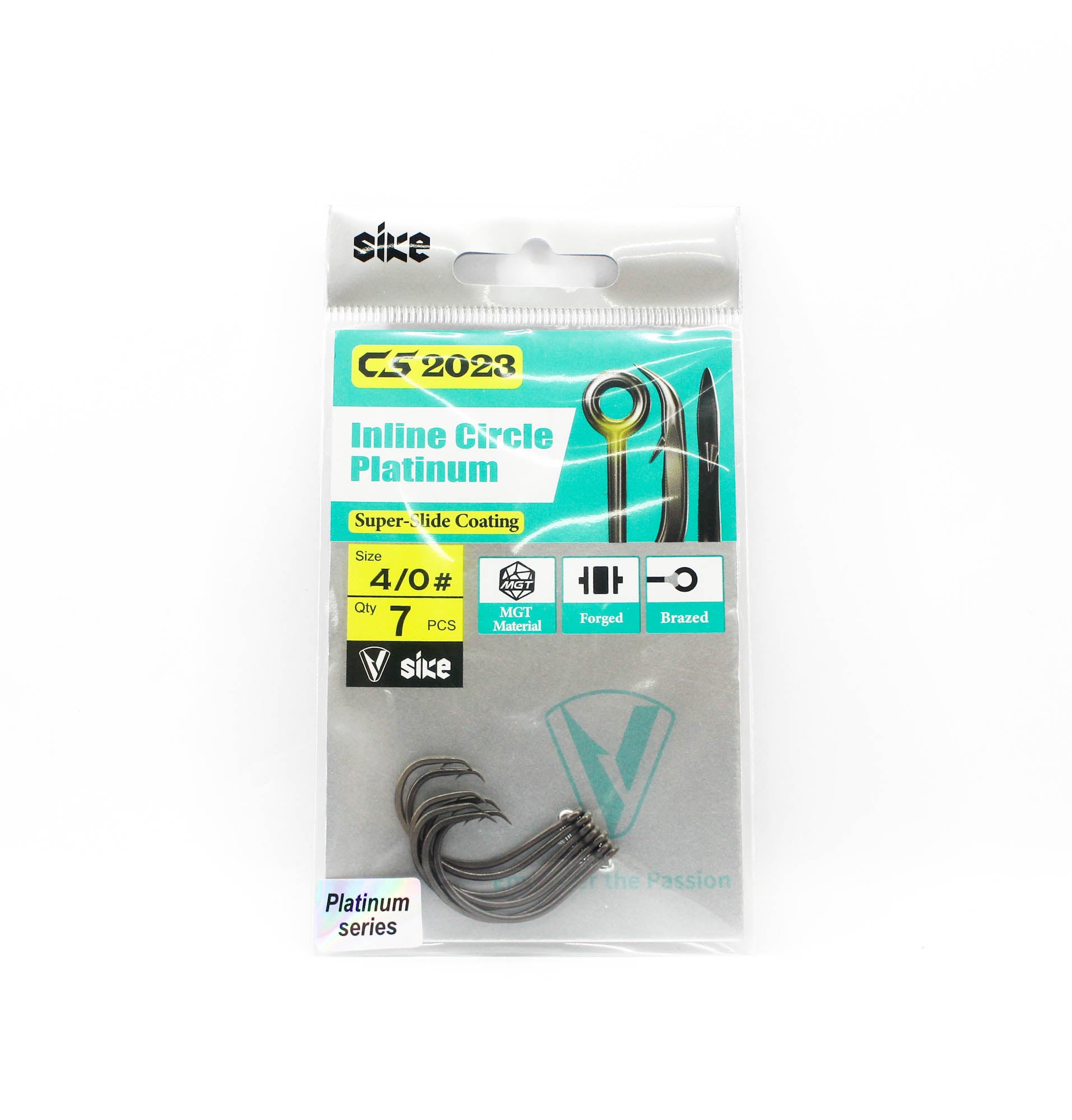 Sike CS-2023 Inline Circle Platinum Hook Standard Pack Size 4/0 7pc (8308)