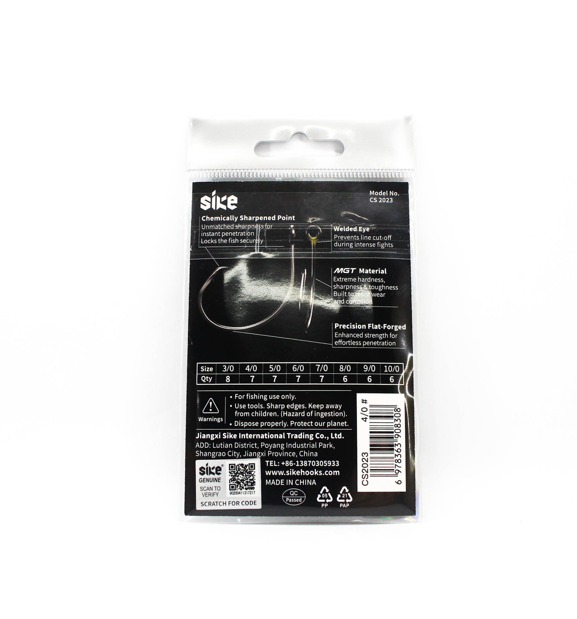 Sike CS-2023 Inline Circle Platinum Hook Standard Pack Size 4/0 7pc (8308)