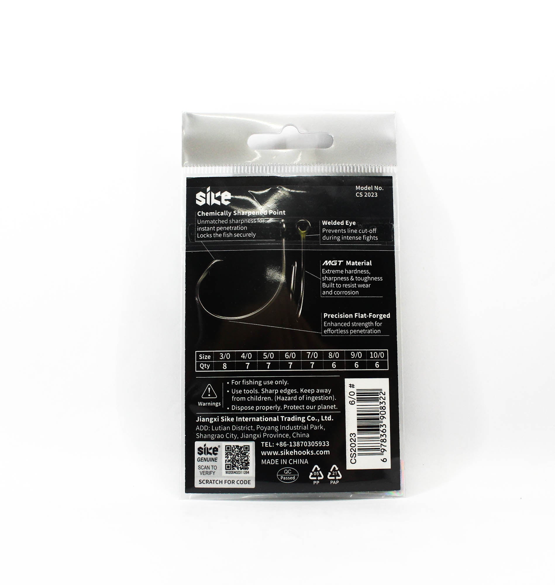 Sike CS-2023 Inline Circle Platinum Hook Standard Pack Size 6/0 7pc (8322)