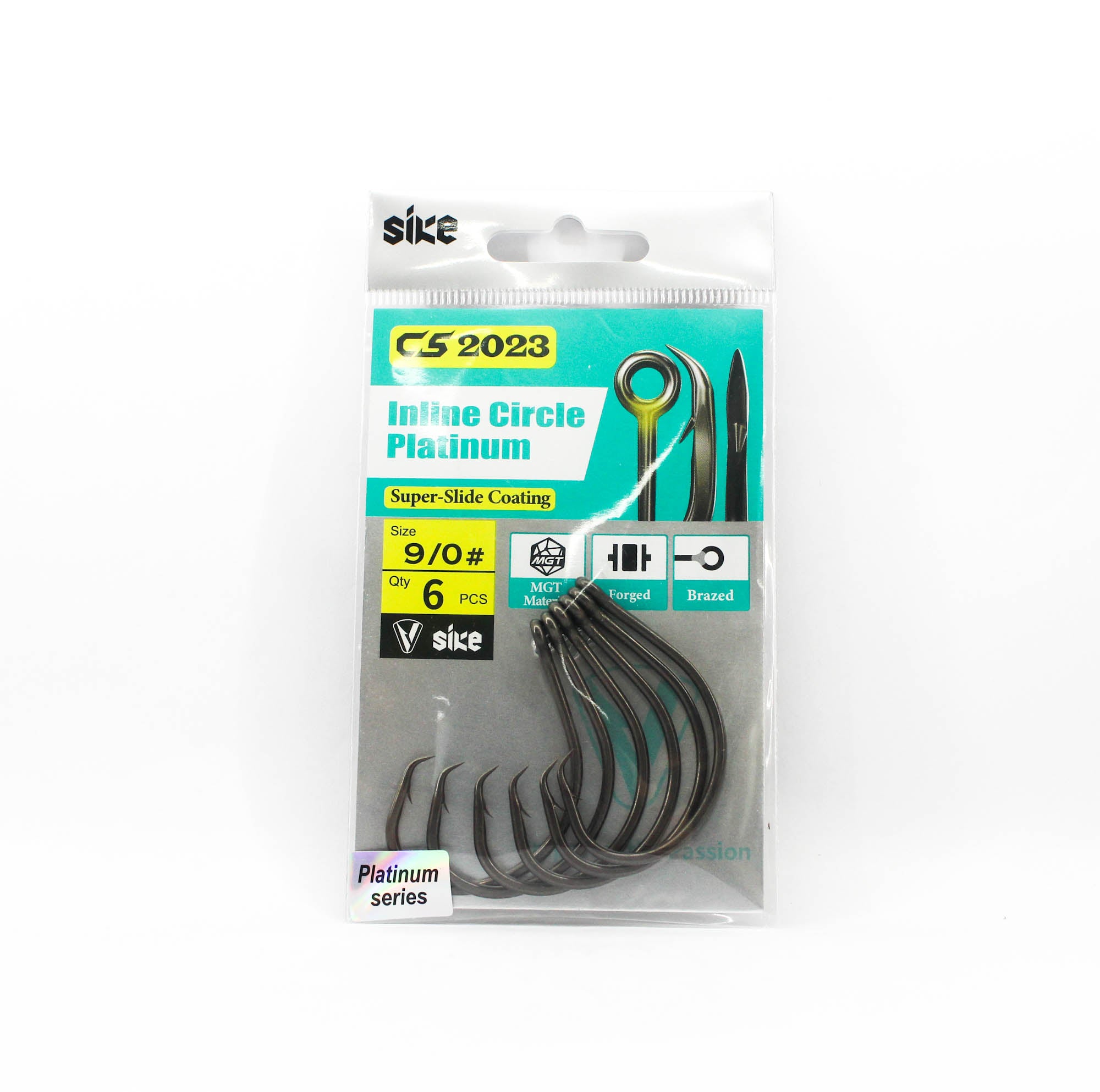 Sike CS-2023 Inline Circle Platinum Hook Standard Pack Size 9/0 6pc (8353)