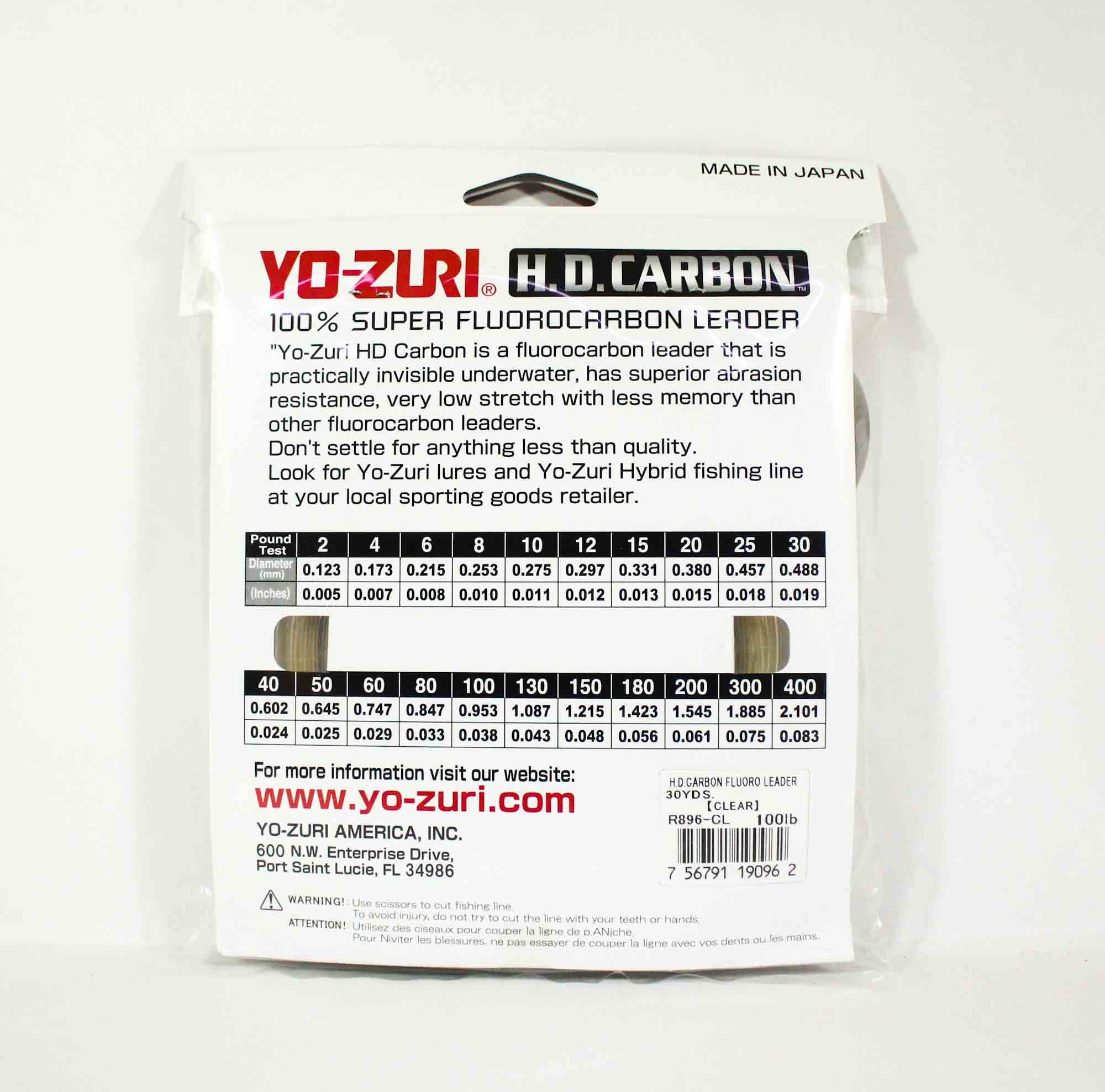 Yo Zuri Duel H.D Carbon Fluorocarbon 30 yds 15 lb R888-CL (0887)