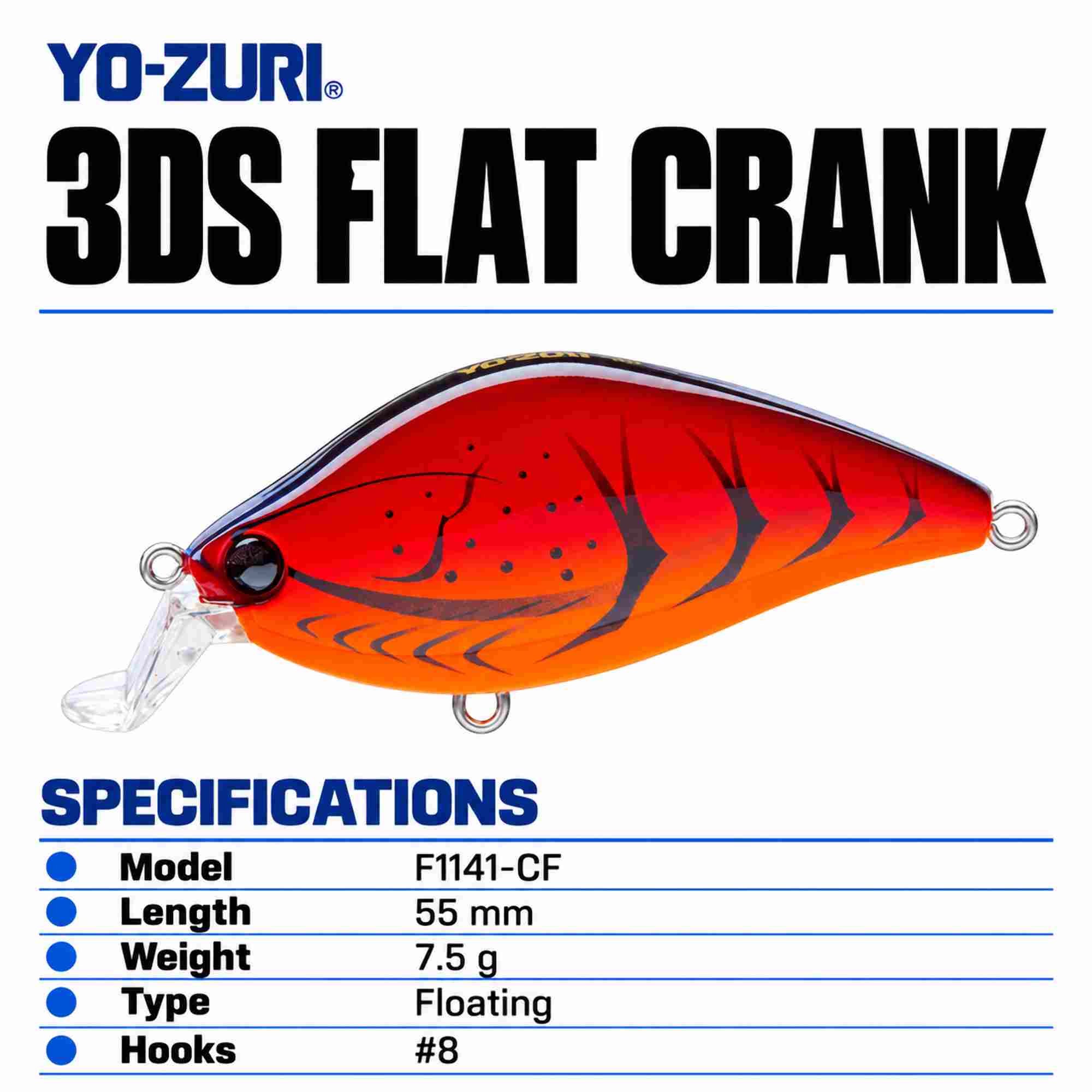 Yo Zuri Duel 3DS Flat Crank 55 mm Floating Lure F1141-CF (3965)