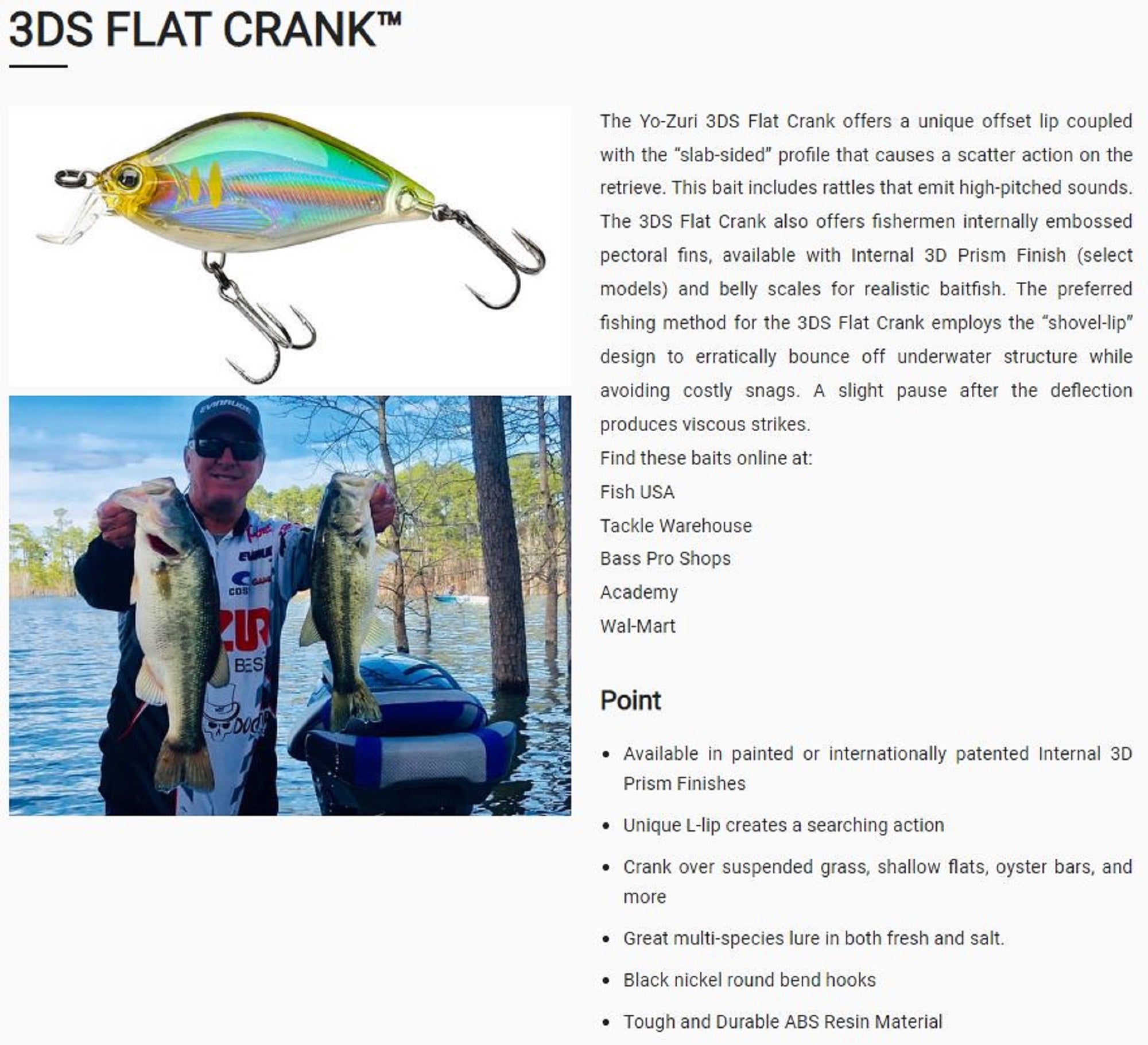 Yo Zuri Duel 3DS Flat Crank 55 mm Floating Lure F1141-BCL (3972)