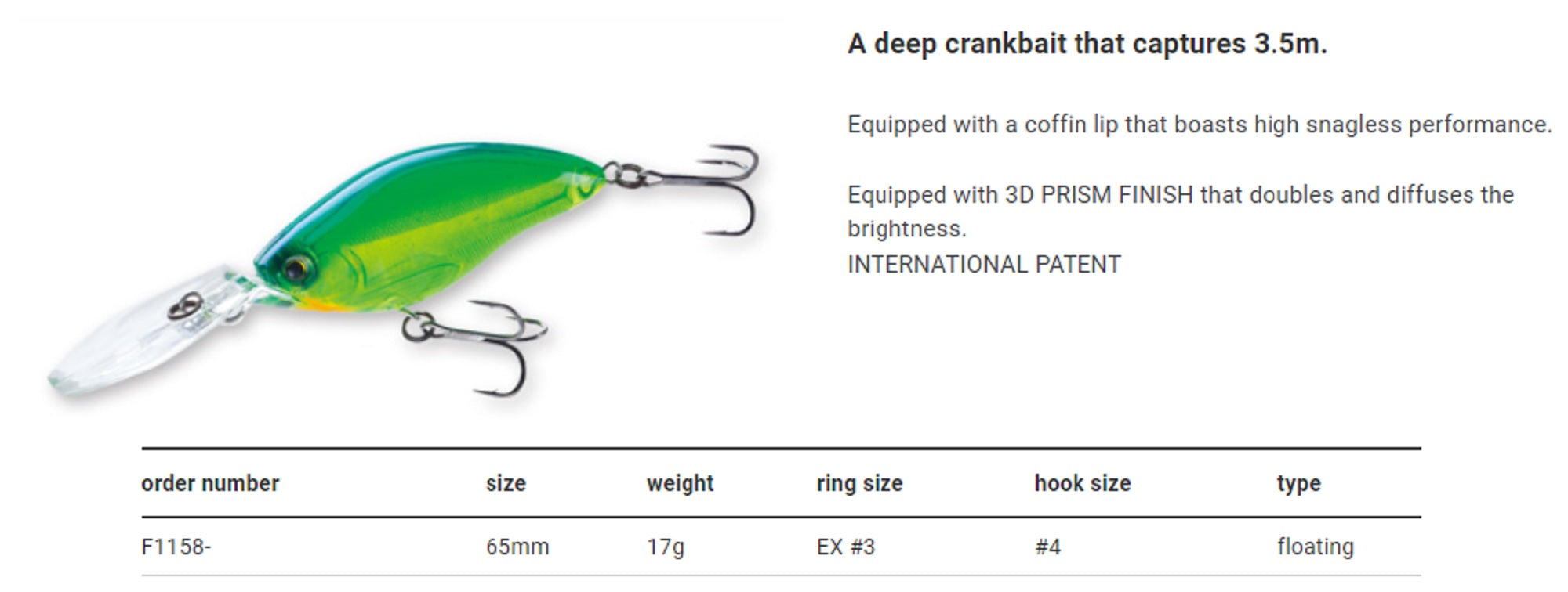 Yo Zuri Duel 3DS Crank Deep Diver 65 mm Floating Lure F1158-TSH (9288)