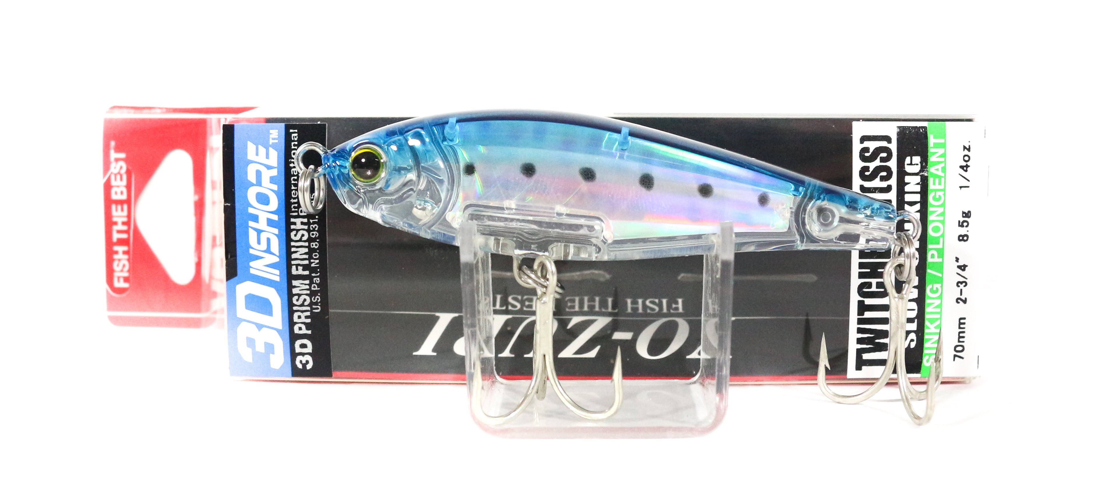 Yo Zuri Duel 3D Inshore Twitchbait 70SS Slow Sinking Lure R1207-GHIW (6978)