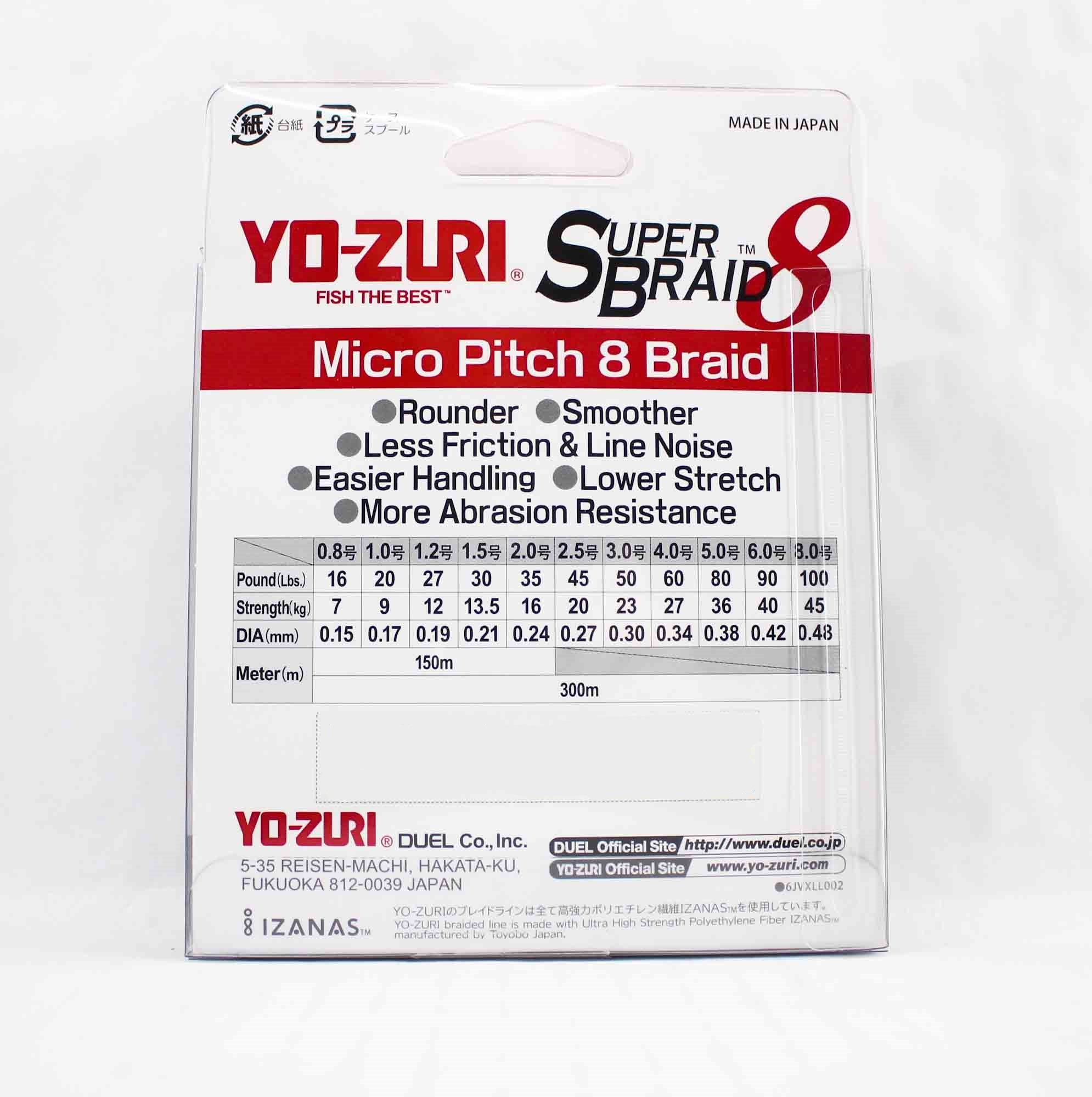Yo Zuri Duel P.E Line Super Braid 8 300m P.E 3 23KG (0.30mm) Multi R1290