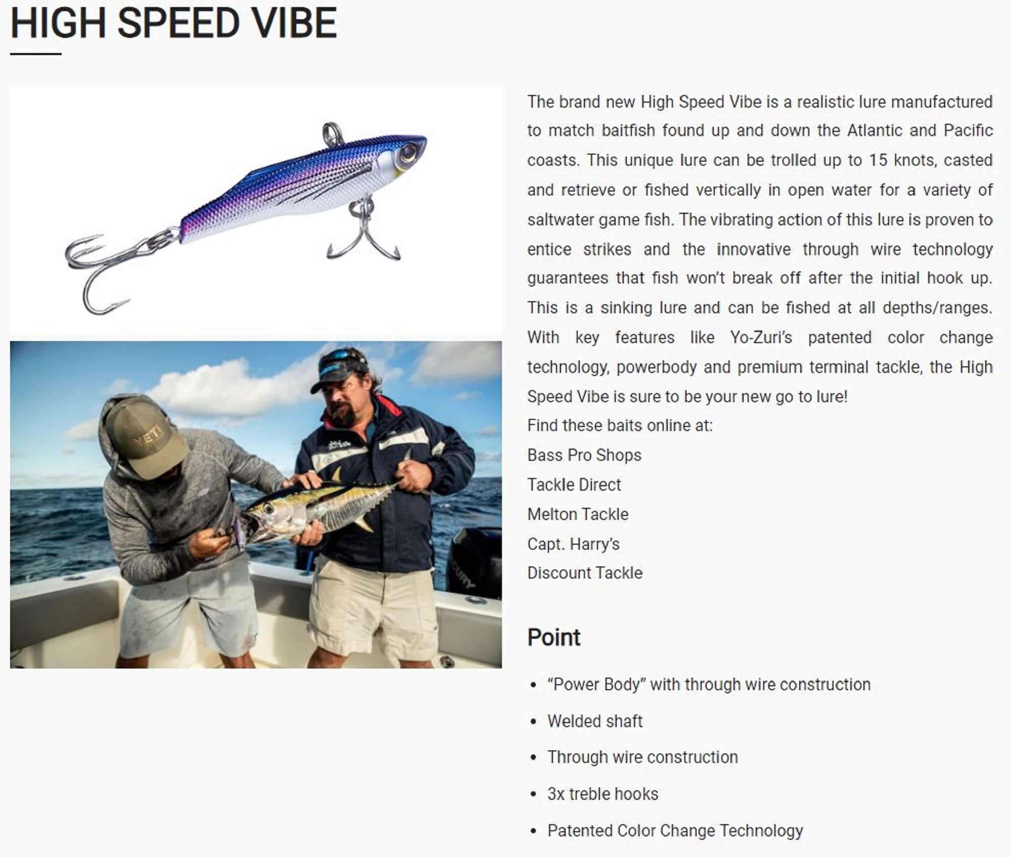 Yo Zuri High Speed Vibe 130 mm 80 grams Sinking Lure R1303-CHPK (4904)