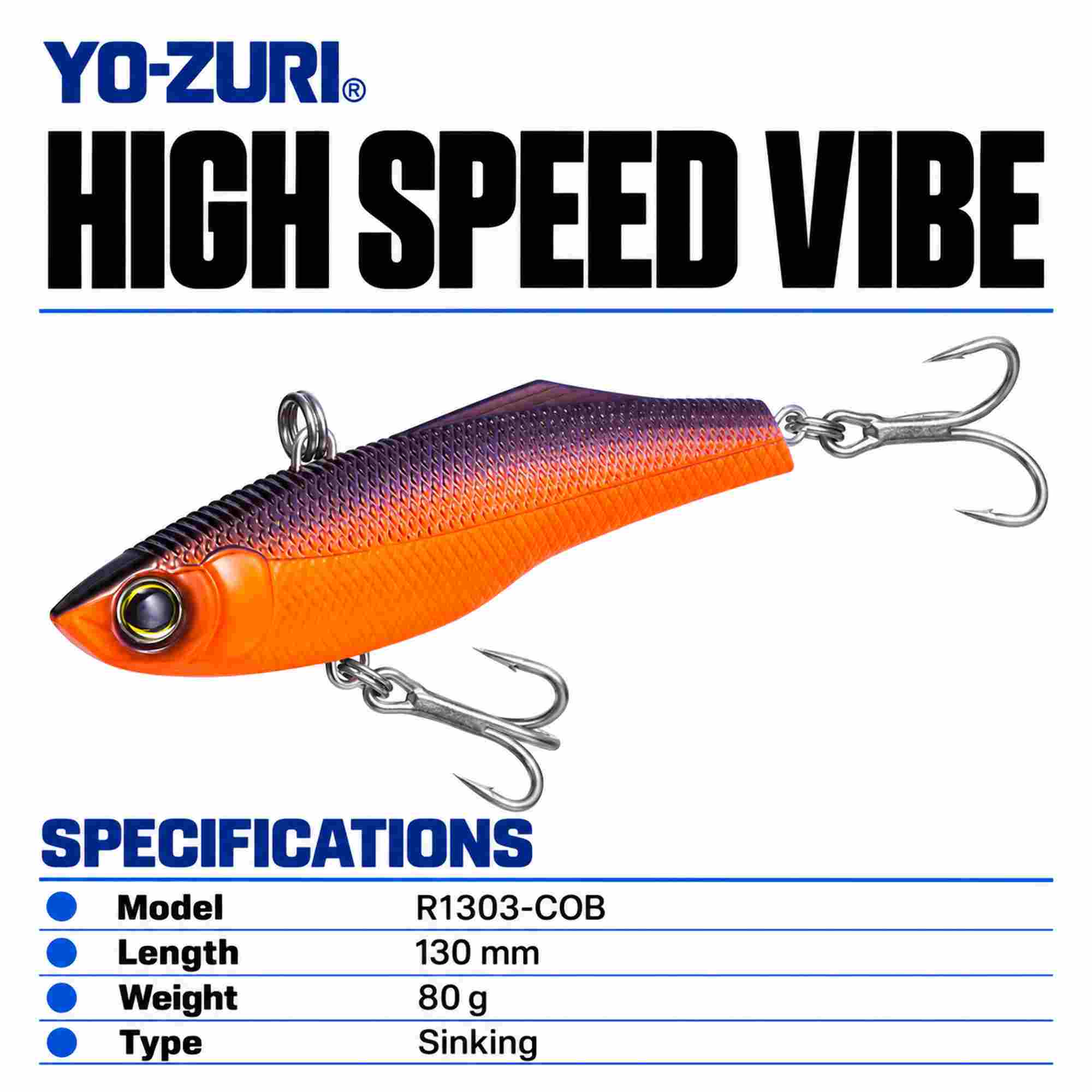 Yo Zuri High Speed Vibe 130 mm 80 grams Sinking Lure R1303-COB (4935)