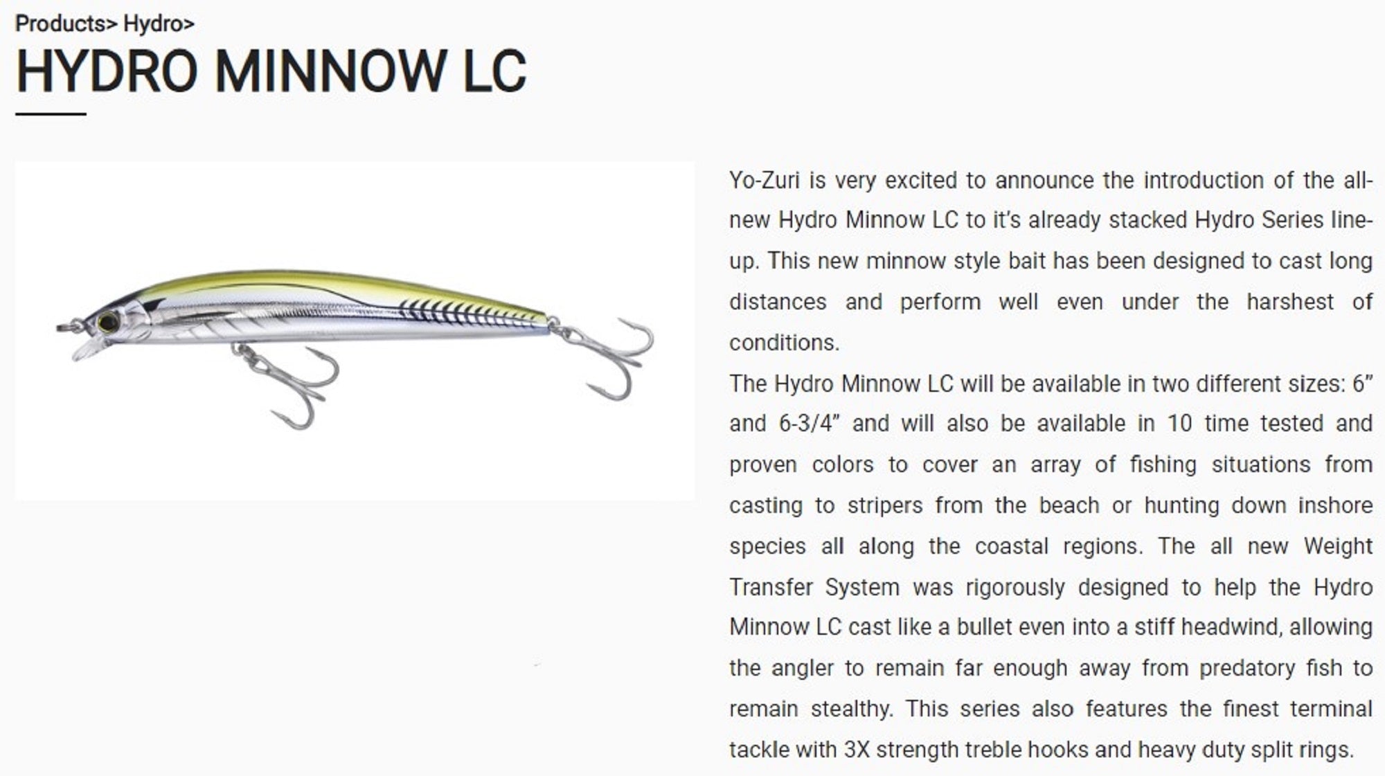 Yo Zuri Hydro Minnow Long Cast 150 mm Floating Lure R1322-HGLB (7400)