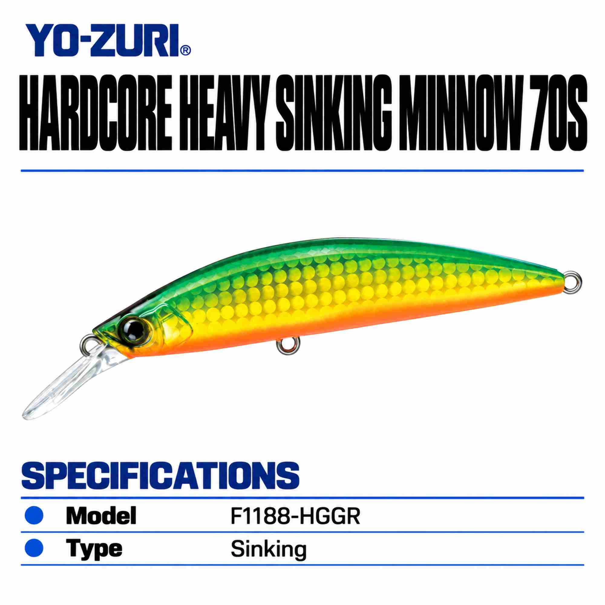 Yo Zuri Duel Hardcore 70S Heavy Sinking Minnow Lure F1188-HGGR (0233)