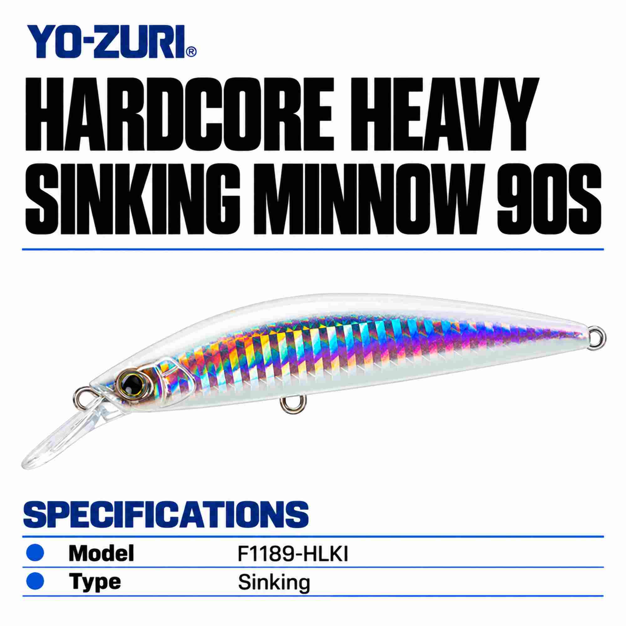 Yo Zuri Duel Hardcore 90S Heavy Sinking Minnow Lure F1189-HLKI (4224)