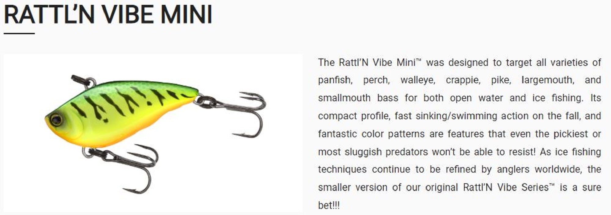 Yo Zuri Rattl'n Vibe Mini 40 mm Vibration Sinking Lure R1354-LSPC (8023)