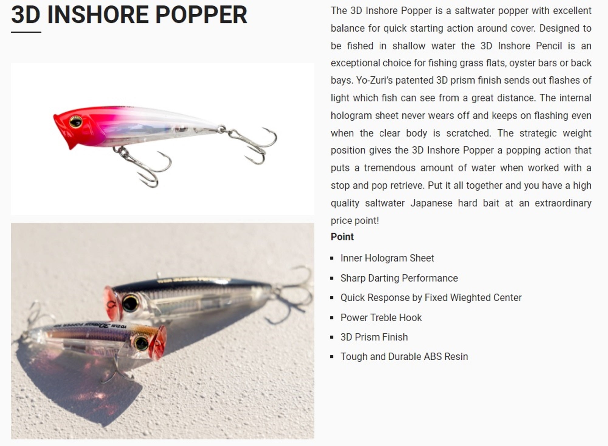 Yo Zuri Duel 3D Inshore Popper 90F Floating Lure R1411-HHAY (0934)