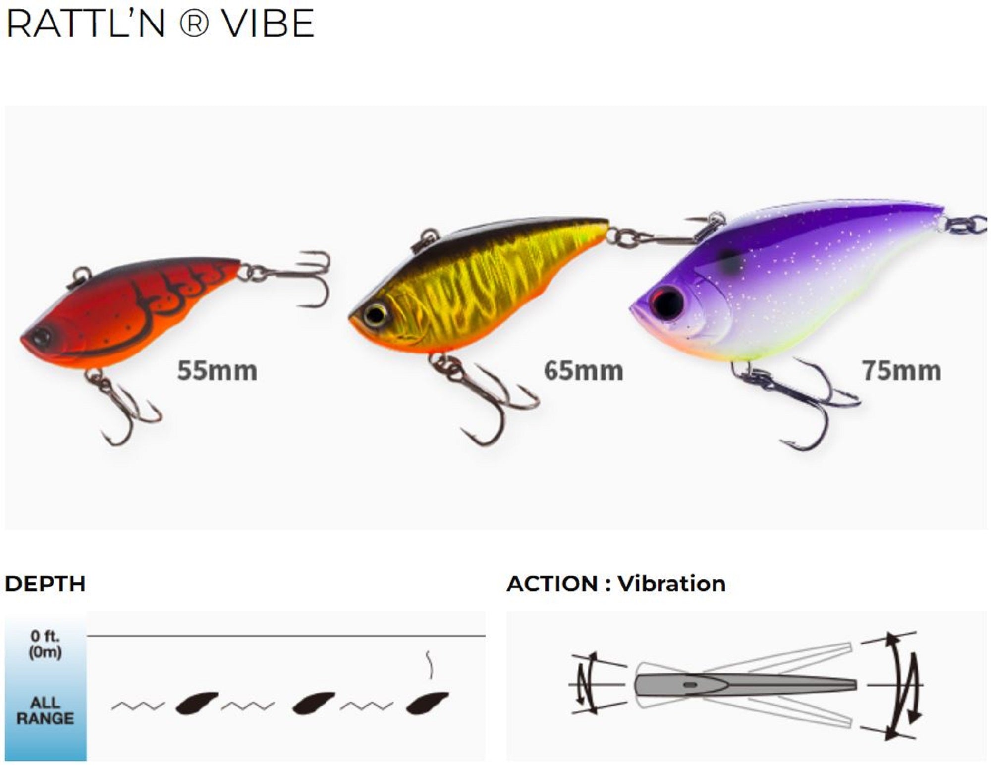Yo Zuri Rattl'n Vibe 55 mm Vibration Sinking Lure R1159-UBT (2167)