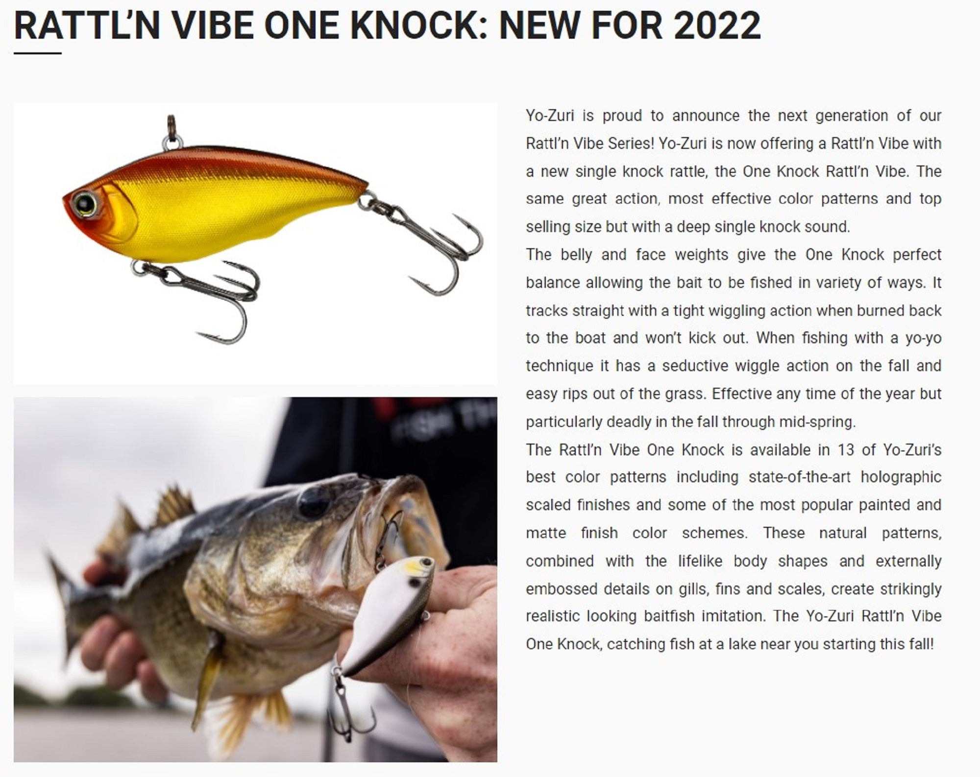 Yo Zuri Rattl'n Vibe One Knock 65mm Vibration Sinking Lure R1423-CSBL 2303