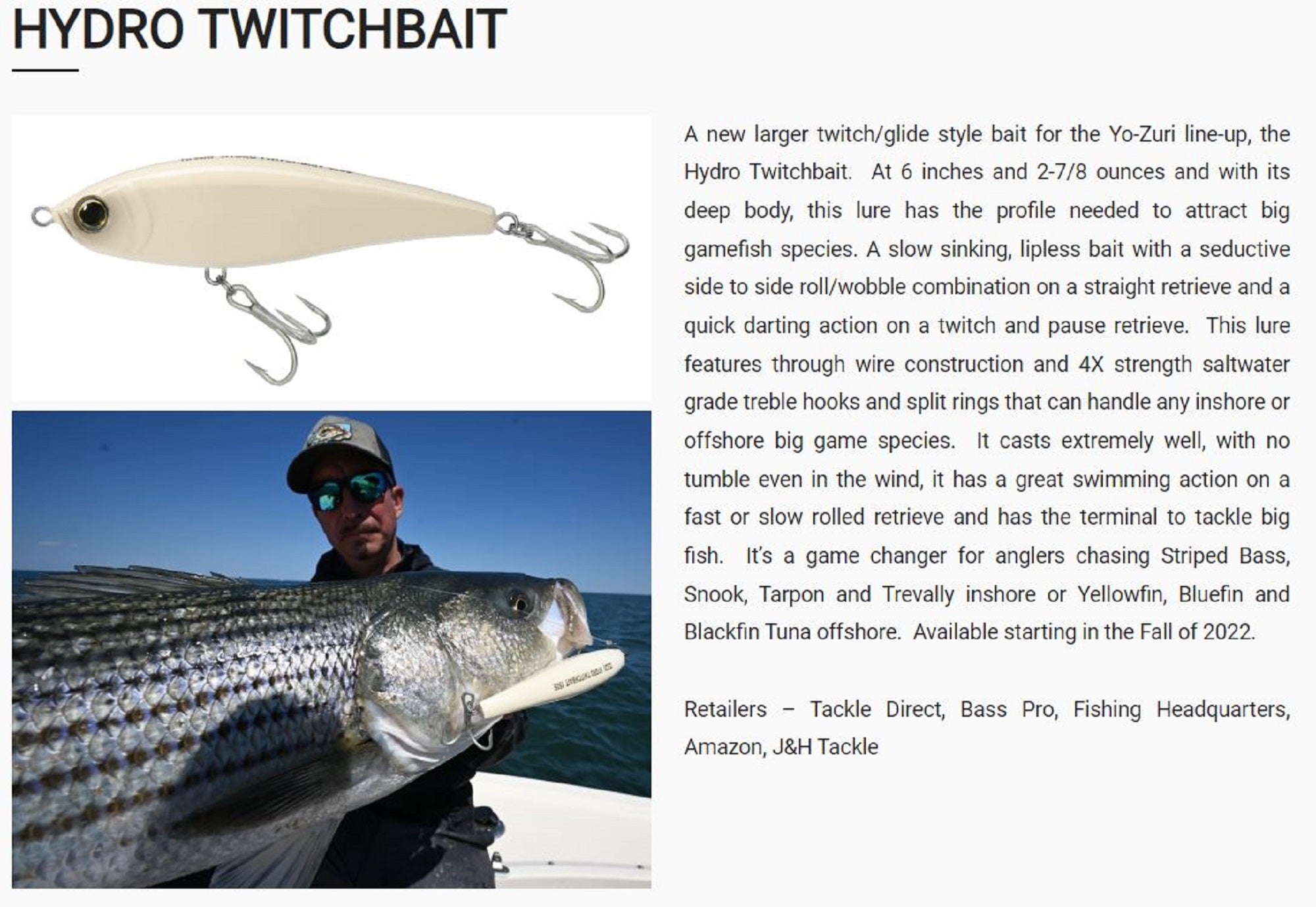 Yo Zuri Duel Hydro Twitchbait 150S Sinking Lure R1432-BONE (6585)