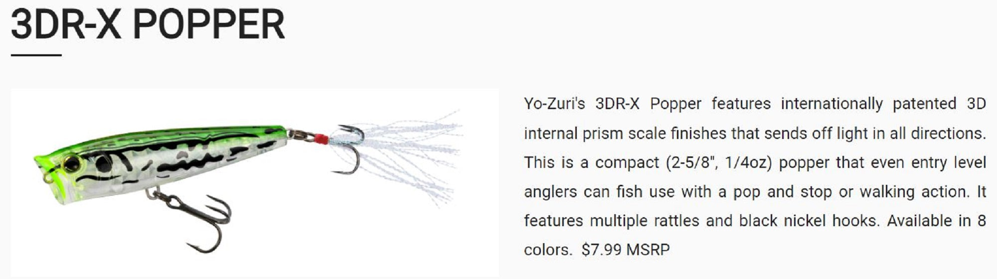 Yo Zuri 3DR-X Popper 65F Floating Lure R1435-PGSH (7933)