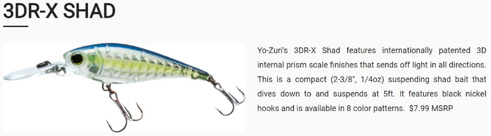 Yo Zuri 3DR-X Shad 60SP Suspend Lure R1438-GSSS (8152)