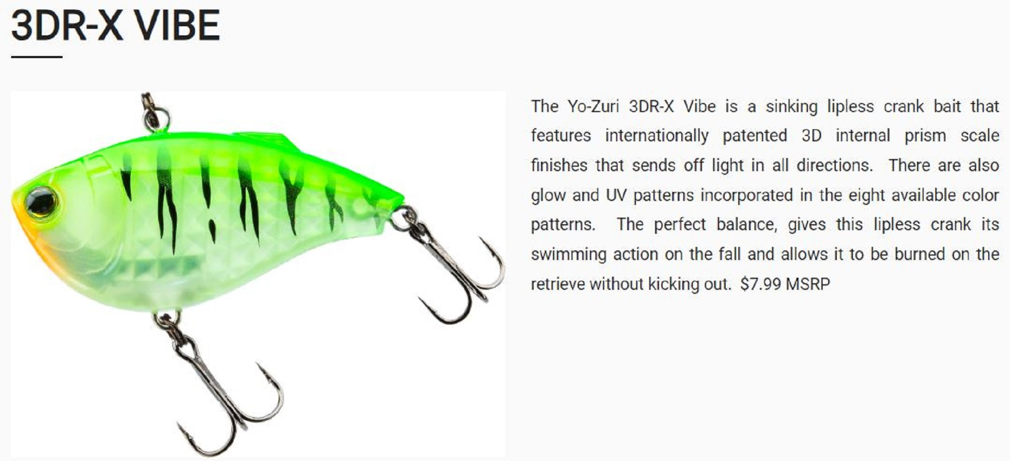Yo Zuri 3DR-X Vibe 60S Sinking Lure R1439-PGBL (8237)