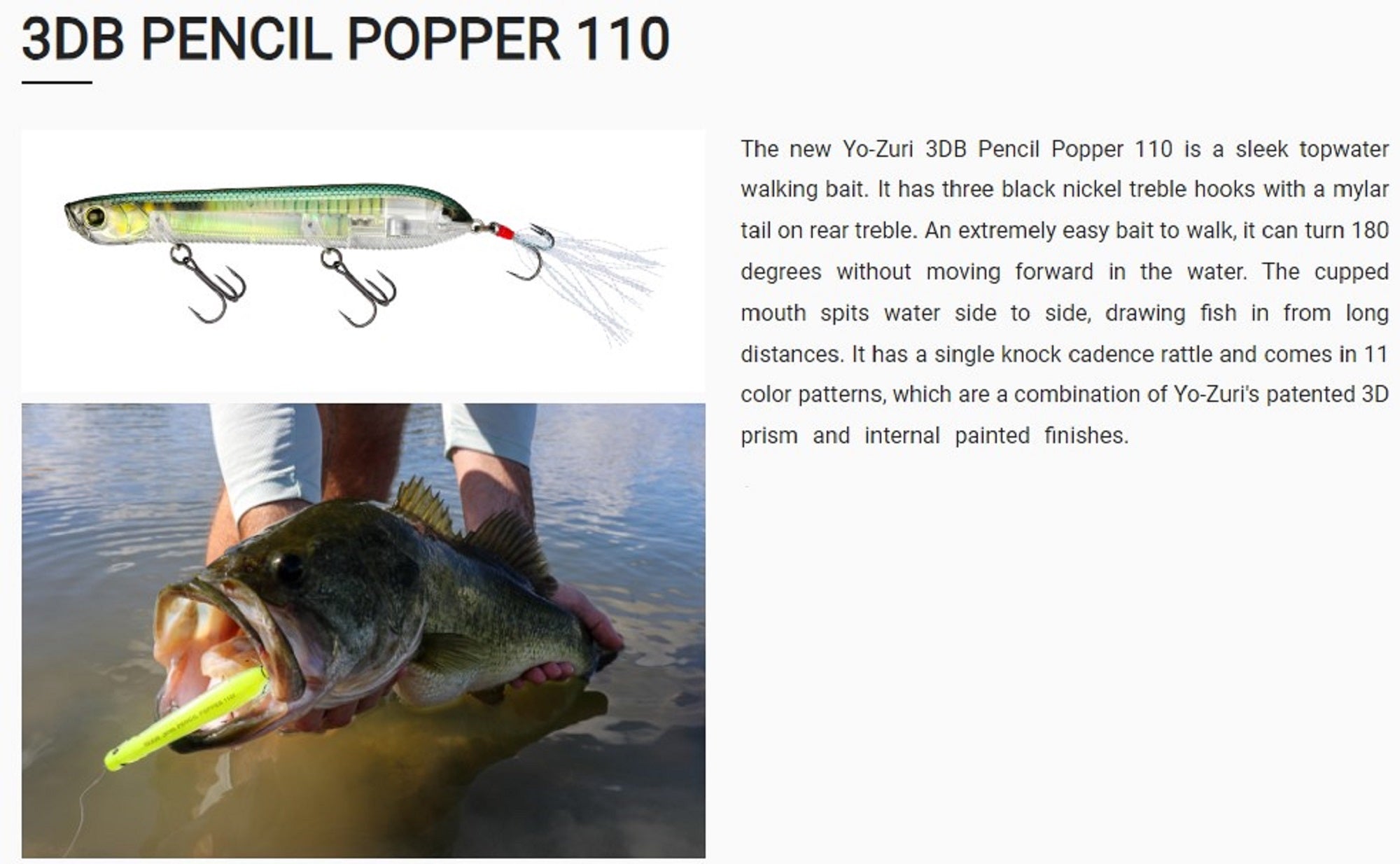 Yo Zuri Duel 3DB Pencil Popper 110F Floating Lure R1444-TM (8862)
