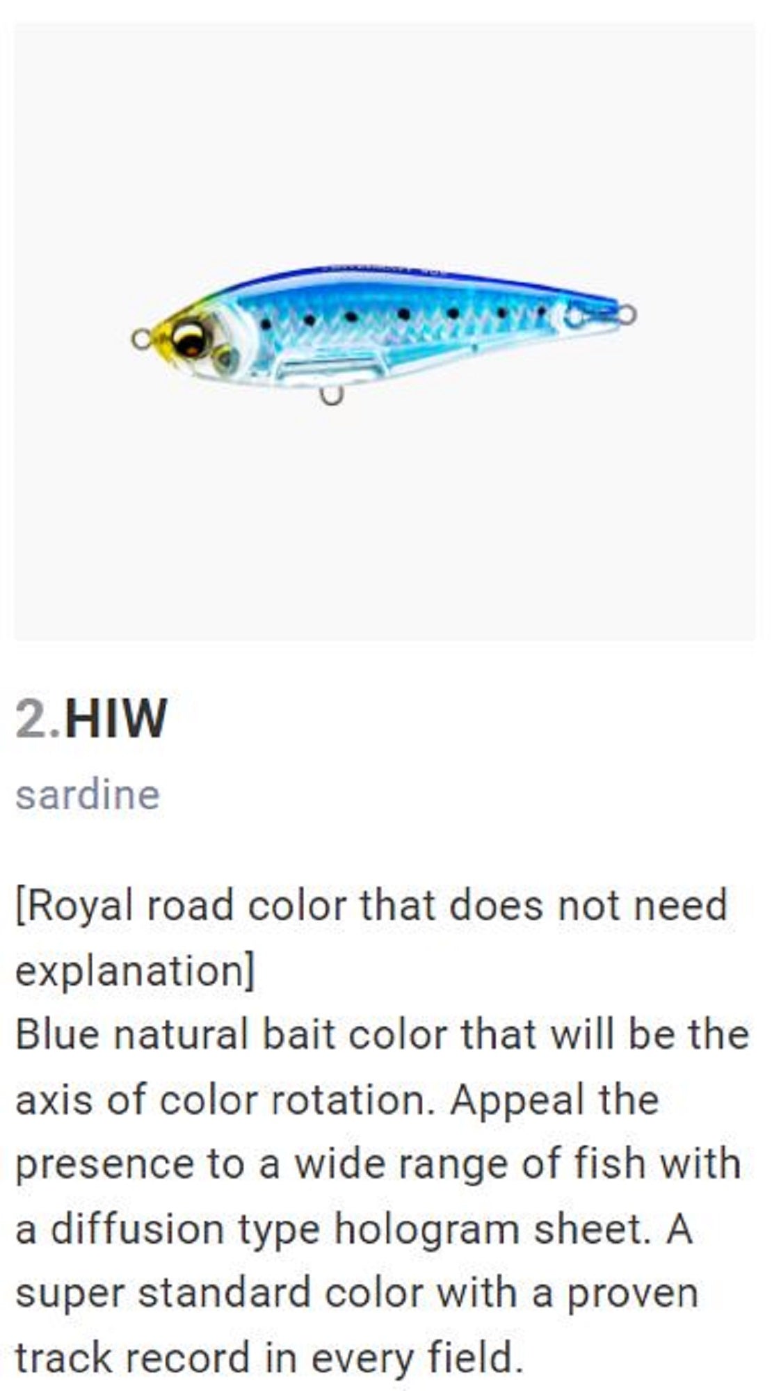 Yo Zuri Duel L Blue Twitchbait 110S Sinking Lure F1235-HIW (1381)