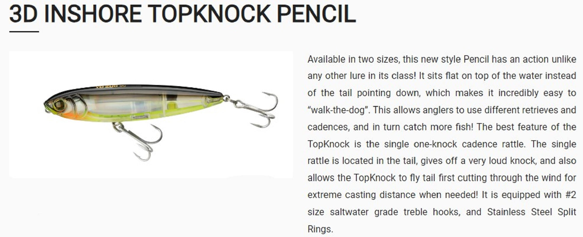 Yo Zuri Duel 3D Inshore Topknock Pencil 100F Floating Lure R1350-PCA (5419)