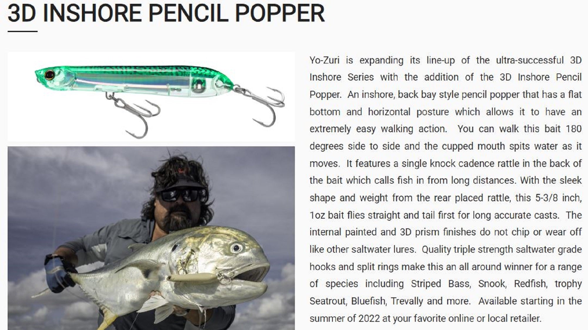 Yo Zuri Duel 3D Inshore Pencil Popper 135 mm Floating Lure R1433-PCA (5471)