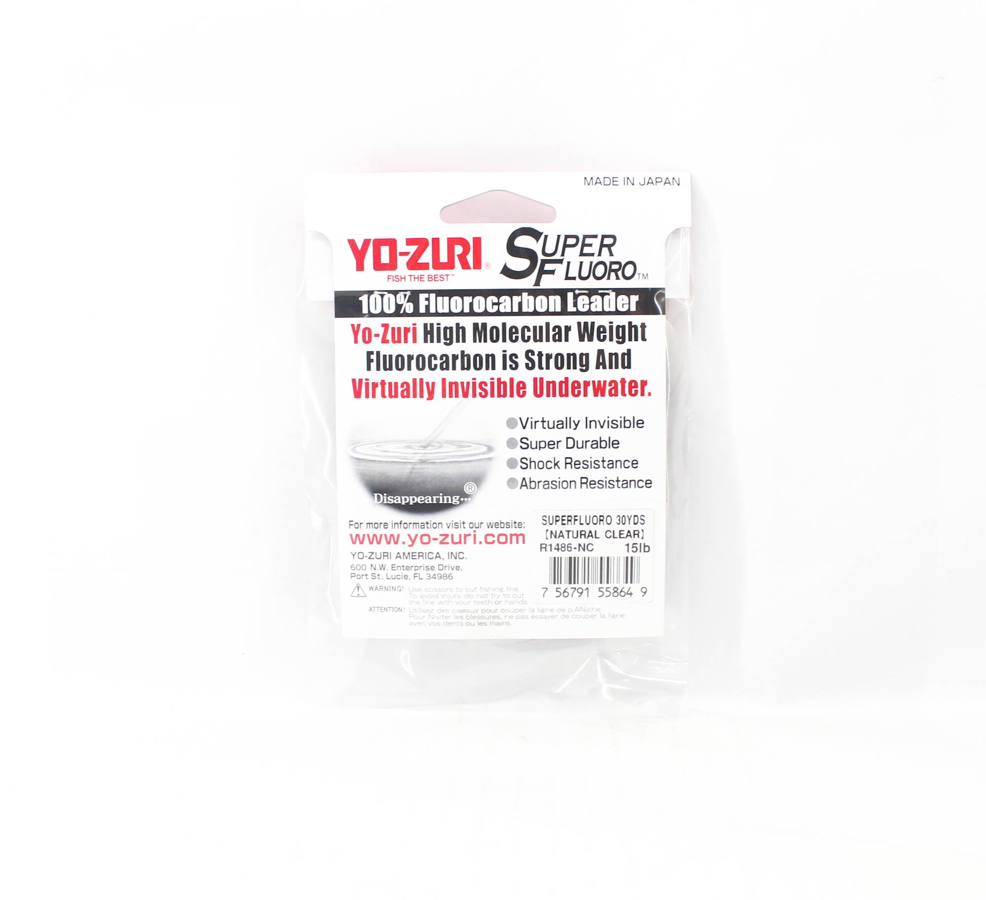 Yo Zuri Super Fluoro Fluorocarbon Leader 30yds 15lb 0.331mm R1486-NC (8649)