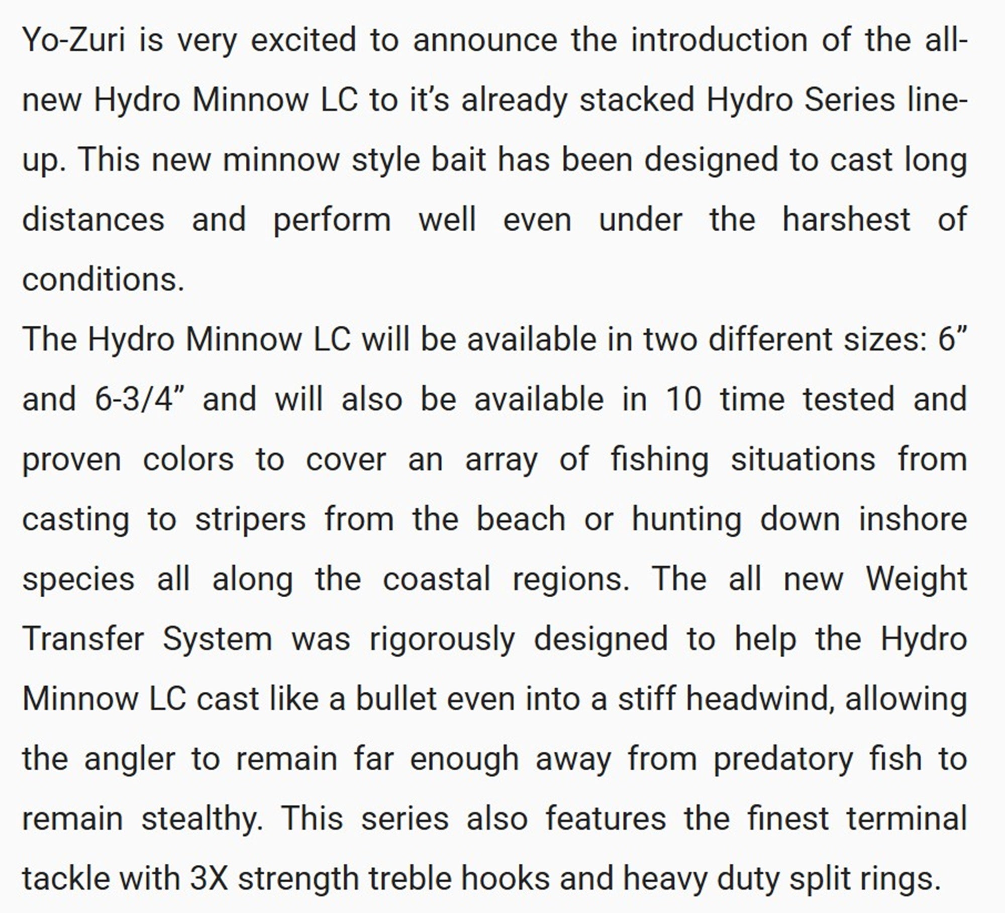 Yo Zuri Hydro Minnow Long Cast 170 mm Floating Lure R1323-YELL (1083)