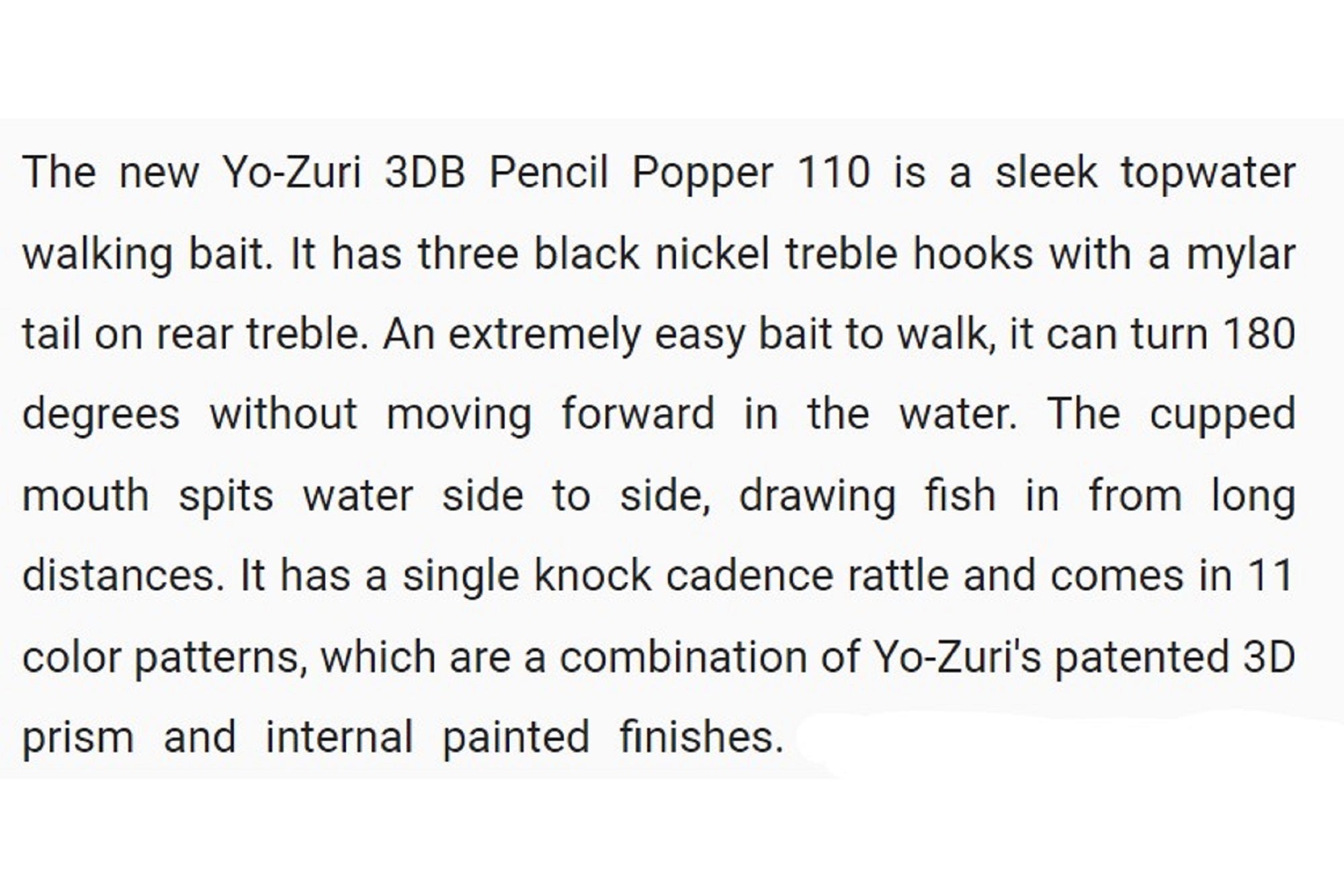 Yo Zuri Duel 3DB Pencil Popper 110F Floating Lure R1444-GSPS (1205)