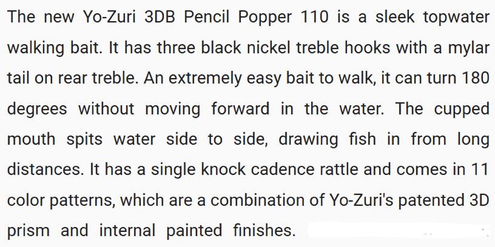 Yo Zuri Duel 3DB Pencil Popper 110F Floating Lure R1444-MPLS (3789)