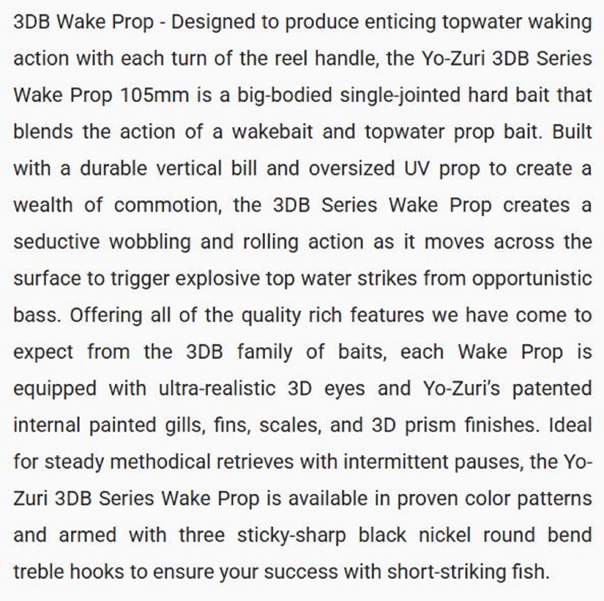 Yo Zuri 3DB Wake Prop 105F Floating Lure R1476-MFT (4304)