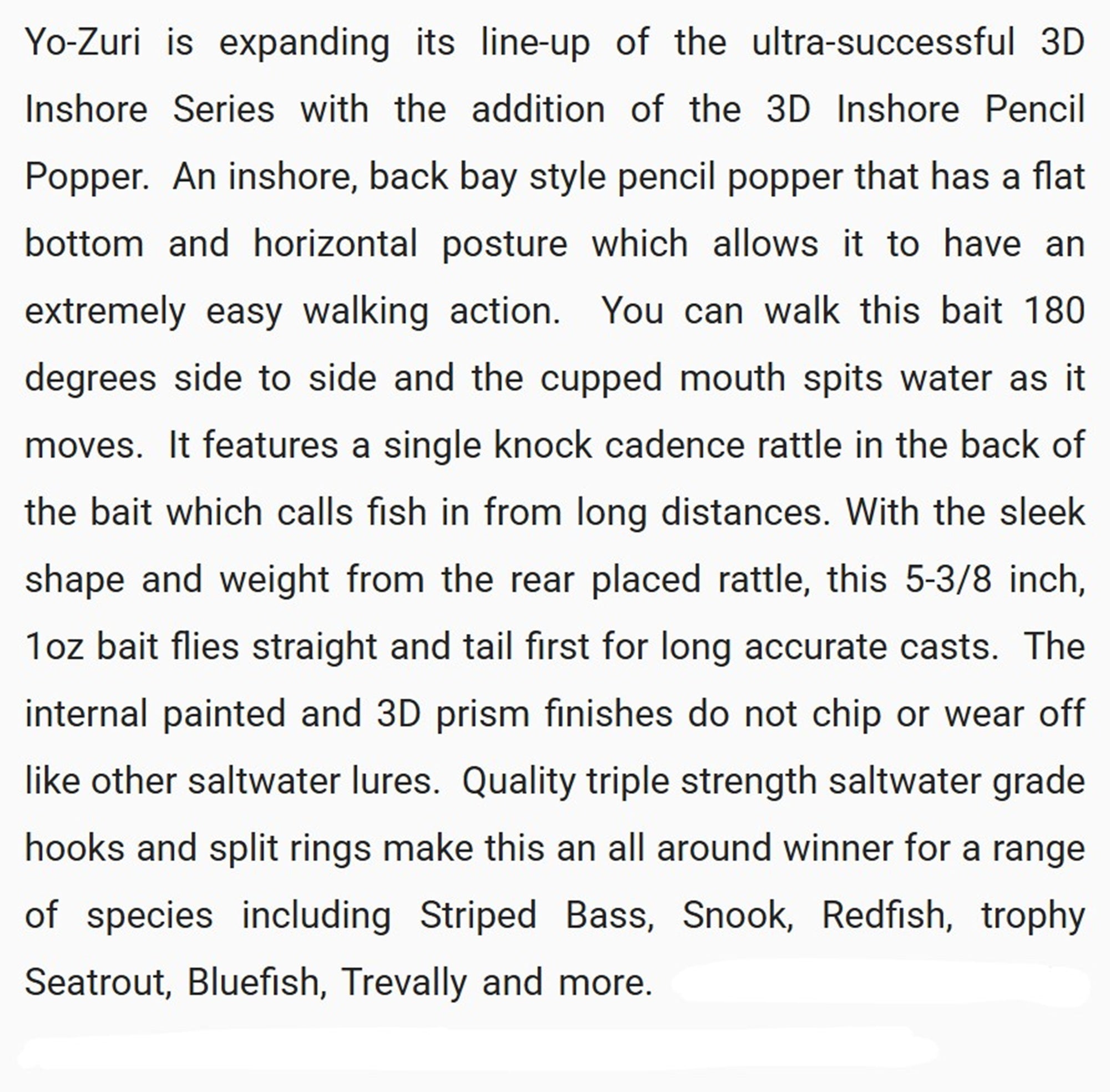 Yo Zuri Duel 3D Inshore Pencil Popper 135 mm Floating Lure R1433-PLMT (7787)